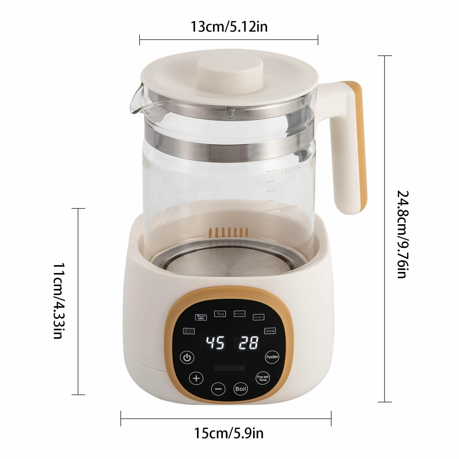 MINRS scaldabiberon per neonati, 72 ore, scaldabiberon per bambini, con funzione di mantenimento in caldo, controllo della temperatura, funzione memoria, display digitali LED, 1,3 l