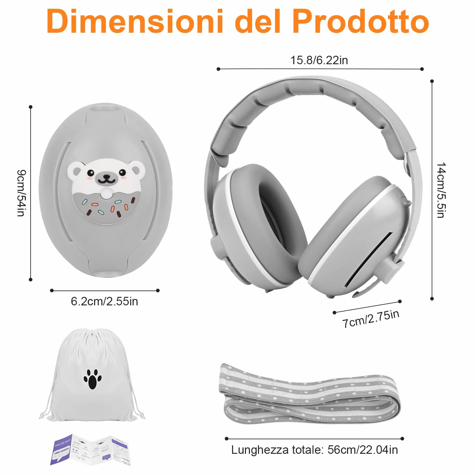 2 in 1 Cuffie Neonato Antirumore 25dB Protettori Acustici per Neonati Cuffie Antirumore Neonato,Archetto Regolabile,Protezione Acustica Ideale per Neonati Fino a 48 Mesi