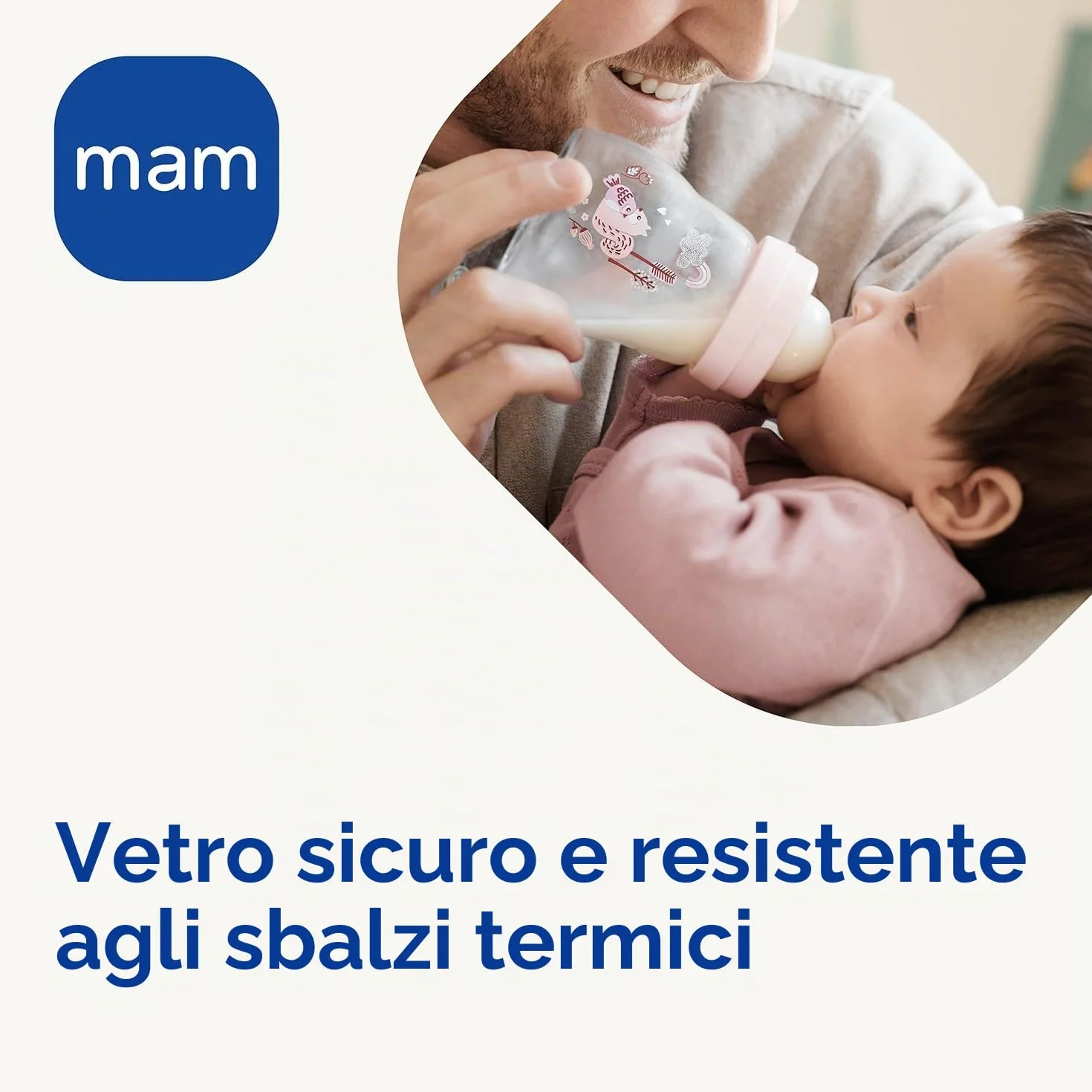 MAM Biberon in vetro, neonato, 0-2 mesi, 170 ml, con tettarella 1 a flusso lento in silicone, facile da pulire, Feel Good, neutro, confezione da 1