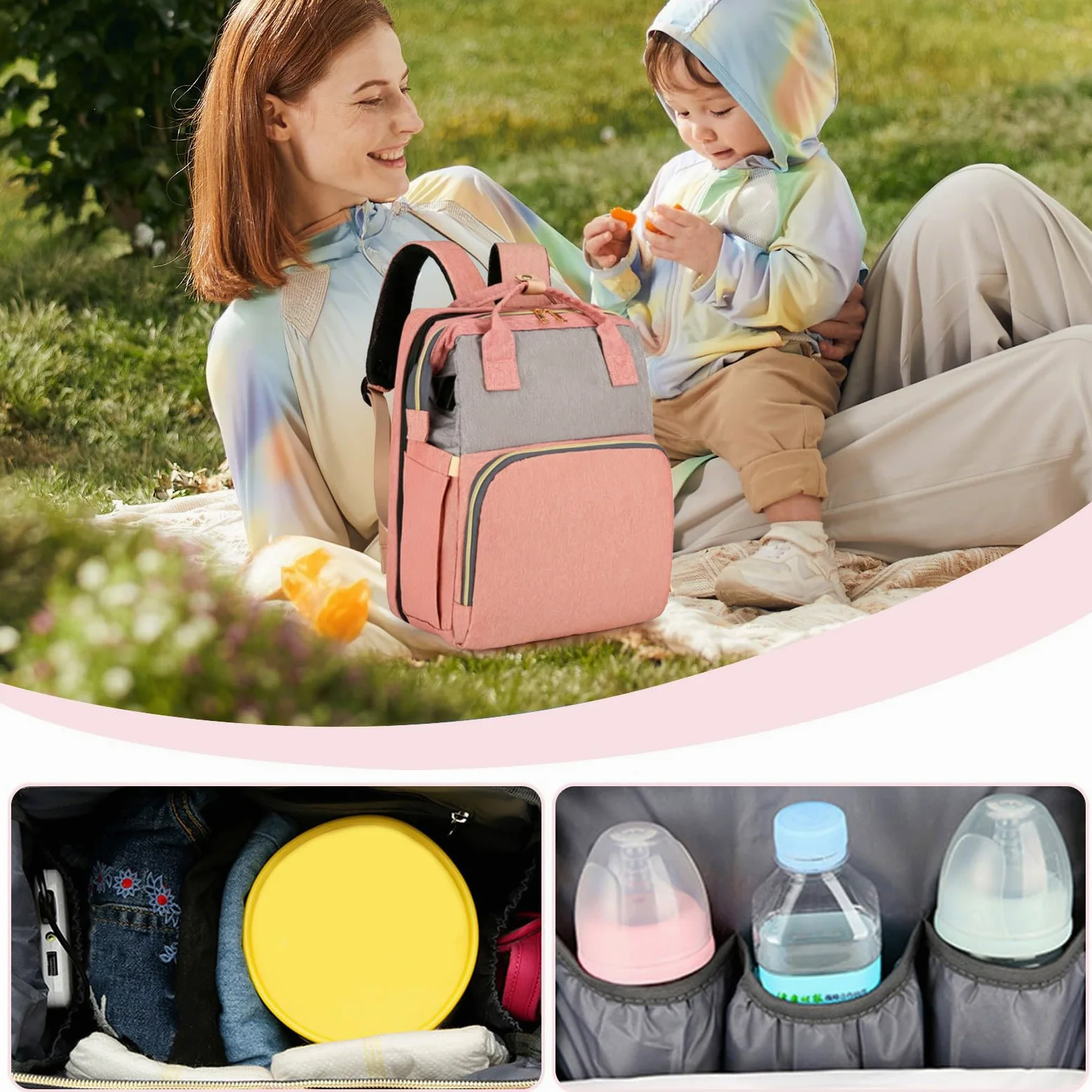 Zaino Cambio Bambino | Impermeabile Per Accessori Puercultura,Grande Capacità Leggero Per Abbigliamento, Giocattoli e Biberon da Viaggio