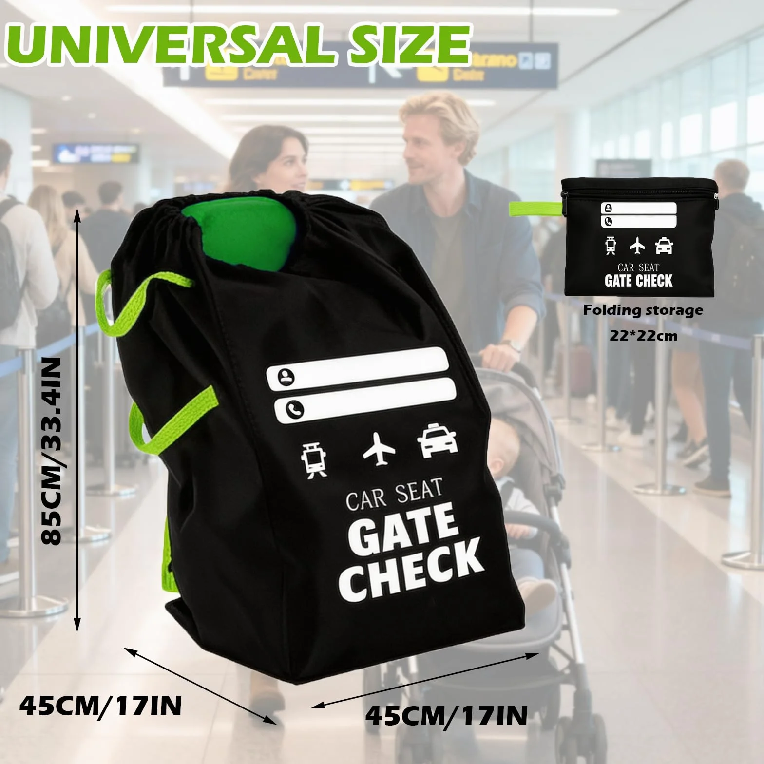 Borsa da Viaggio e Trasporto per Passeggino, Sacca per Carrozzina con Zaino a Tracolla per Controllo Gate dell'Aeroporto, Viaggi in Aereo per Neonati