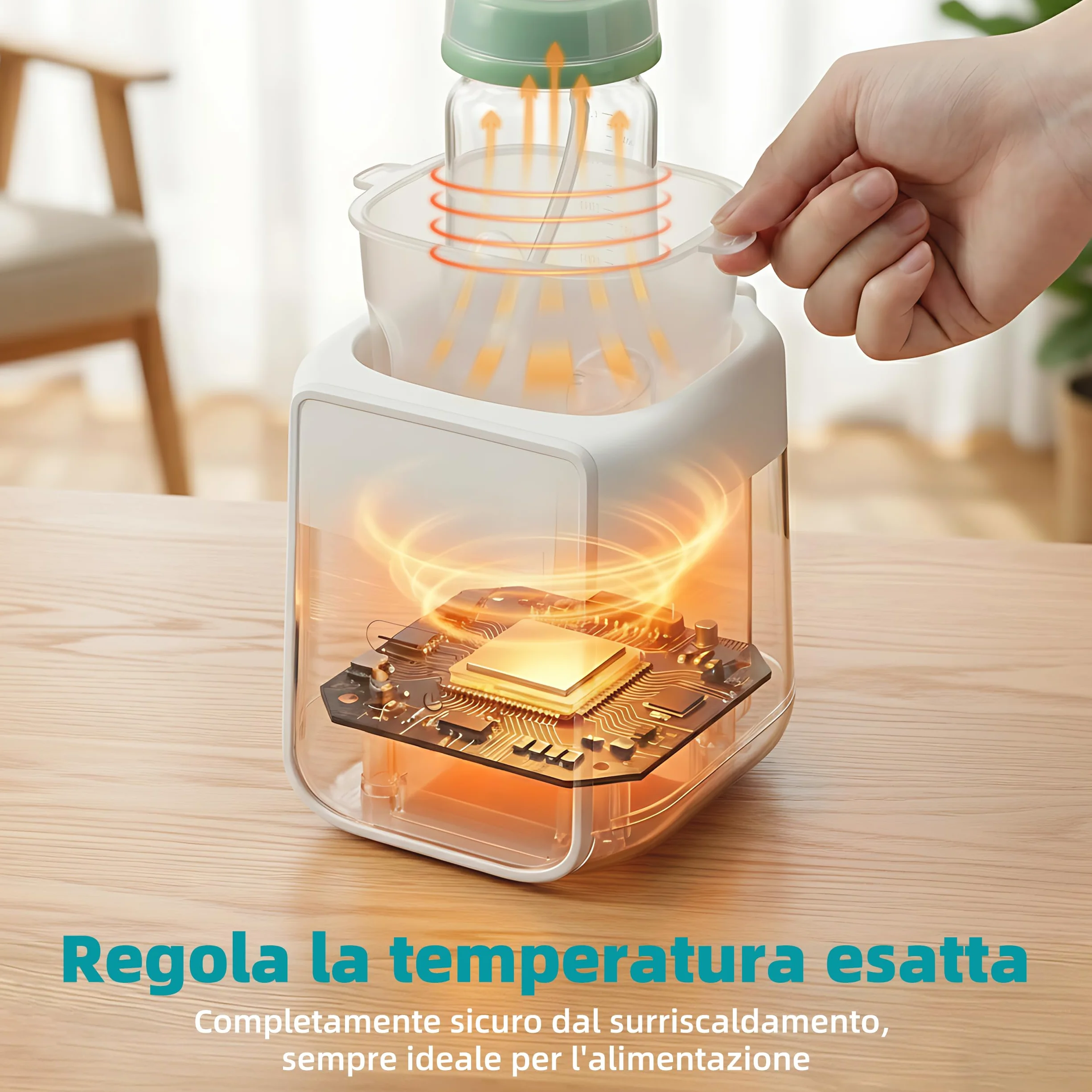 Scaldabiberon 8-in-1 con Controllo Temperatura Intelligente, per Latte Materno e Formula, con Funzione Sterilizzazione, Protezione da Surriscaldamento e Mantenimento della Temperatura Costante