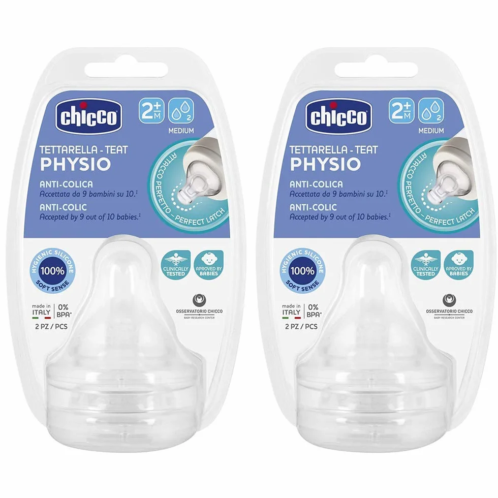 Chicco Tettarella in silicone 4 pezzi flusso MEDIO, effetto mamma, 2 mesi+ made in Italy