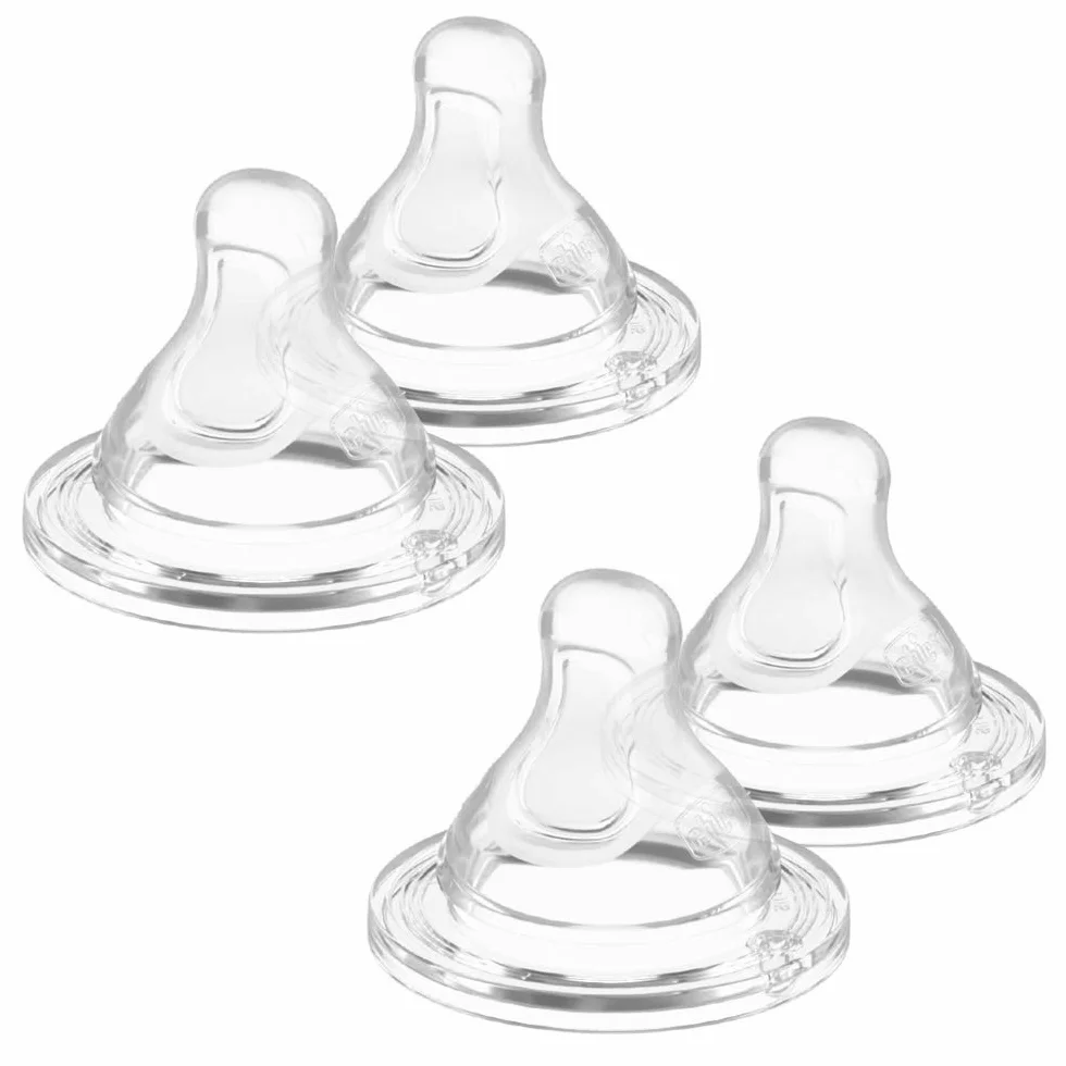 Chicco Tettarella in silicone 4 pezzi flusso veloce, effetto mamma, 6 mesi+ Y Food