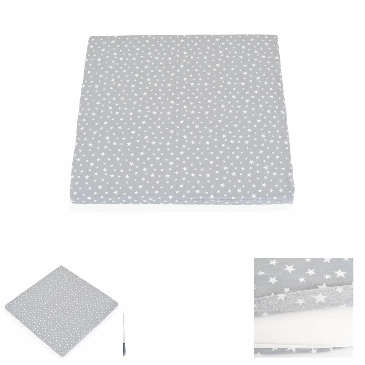 Moni materasso per box Comfort 88 x 88 x 5 cm, per culla, rivestimento lavabile, colorazione:stelle grigie