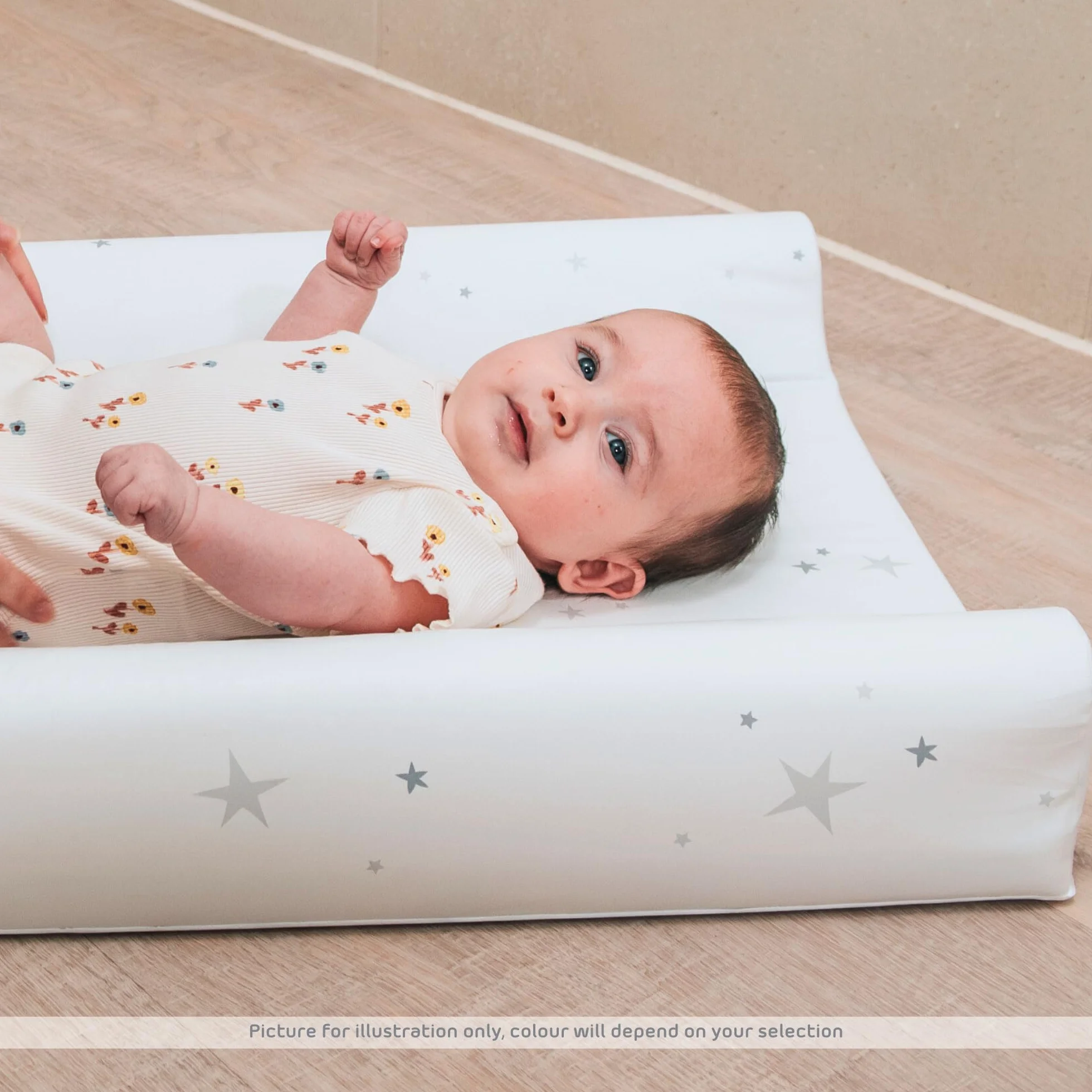 BabyDam Luxury SuperMax - Fasciatoio antirollio con cuneo, facile da pulire, 70 x 45 cm, colore: verde stella/bianco