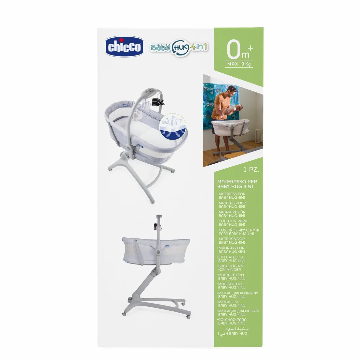Chicco Materasso Traspirante e Ipoallergenico per Baby Hug, Culla e Lettino Neonato, Imbottitura Ad Alta Densità, Lavabile e Rinfrescante, Comfort 0 Mesi+