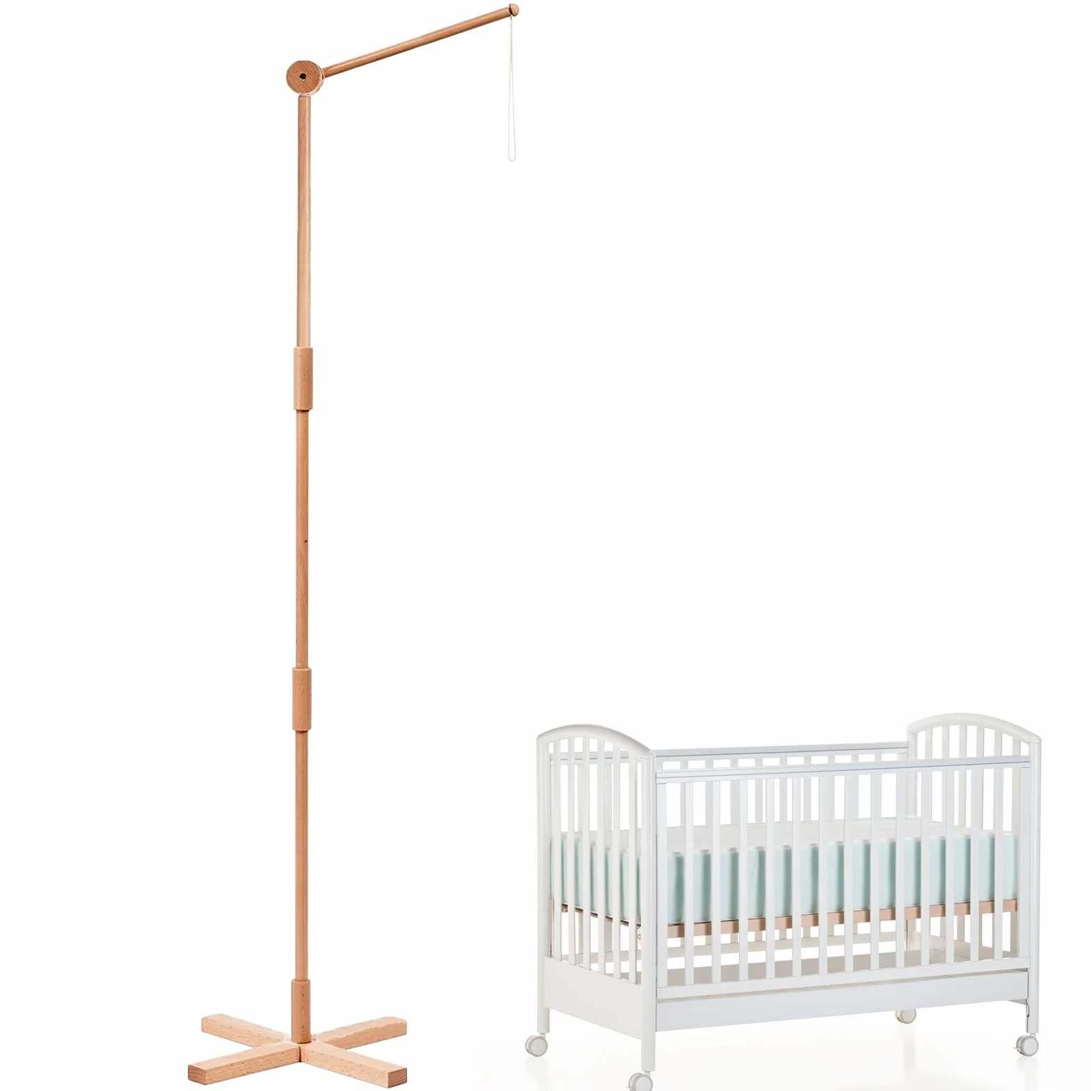 PORFOYO Supporto mobile in legno, 1,6 m, design minimalista per culla portatile, struttura stabile in legno, supporto mobile per fasciatoio, uso universale