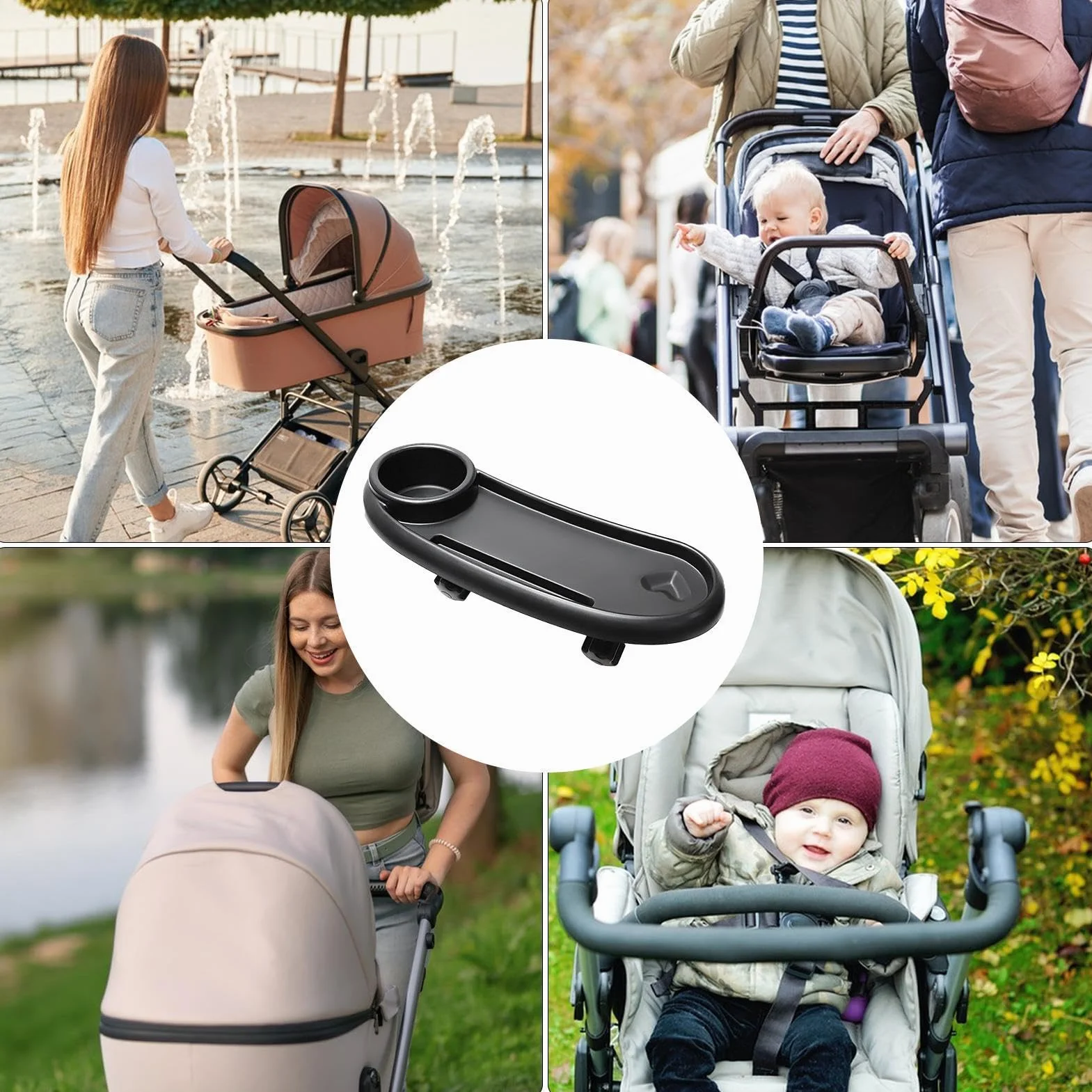 Vassoio per passeggino – vassoio per snack, supporto regolabile per telefono, stabile, funzione aggiornata, accessorio da viaggio, comodo organizer