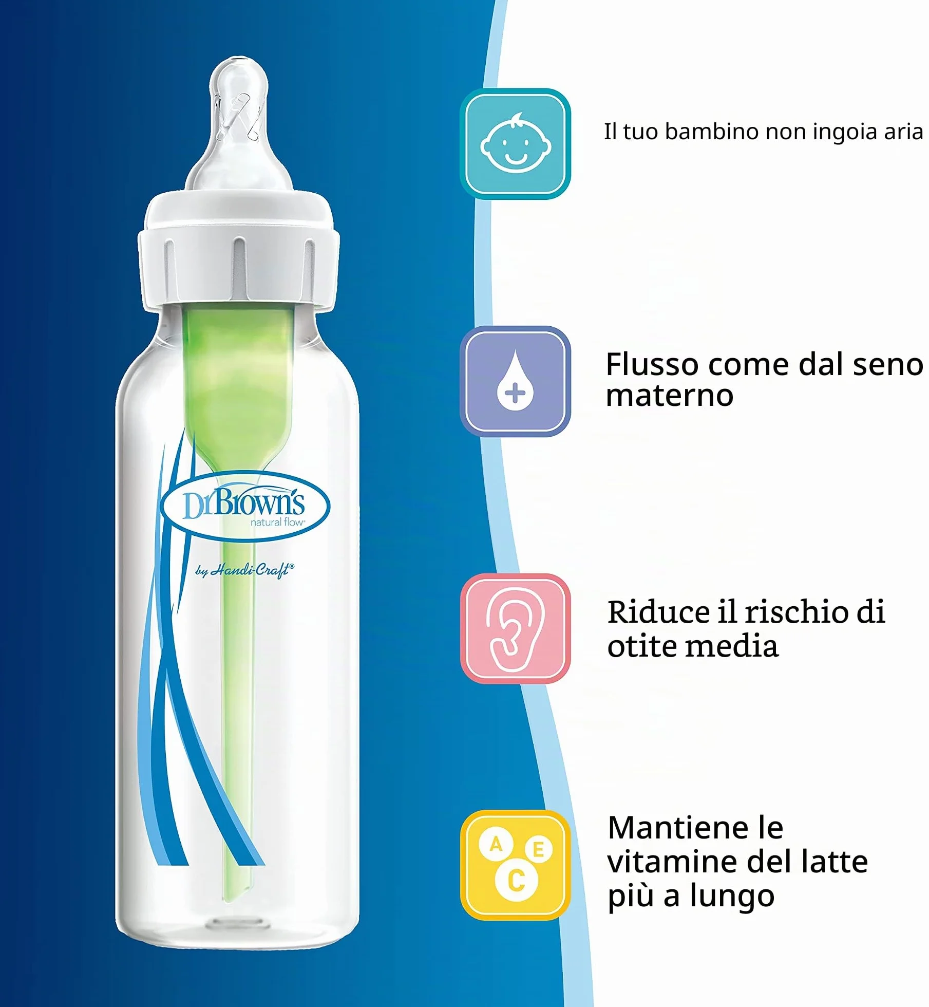 Dr. Brown's Biberon anticolici Options+ stretto 60 ml trasparente Biberon +0 mesi