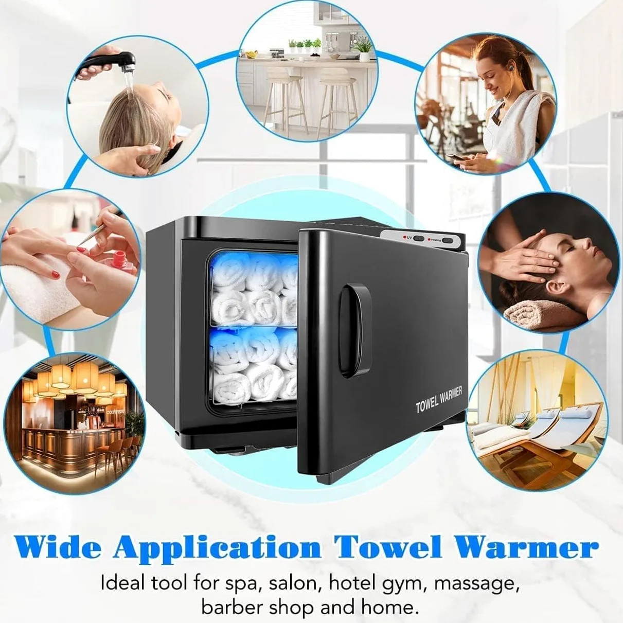 Sterilizzatore E Riscaldatore per Asciugamani Sterilizzatore UV Disinfezione Multi-in-1 Sterilizzatore Elettrico A Vapore Spa per Il Viso Ad Alta Temperatura Salone di Bellezza Hotel, Black, 23L