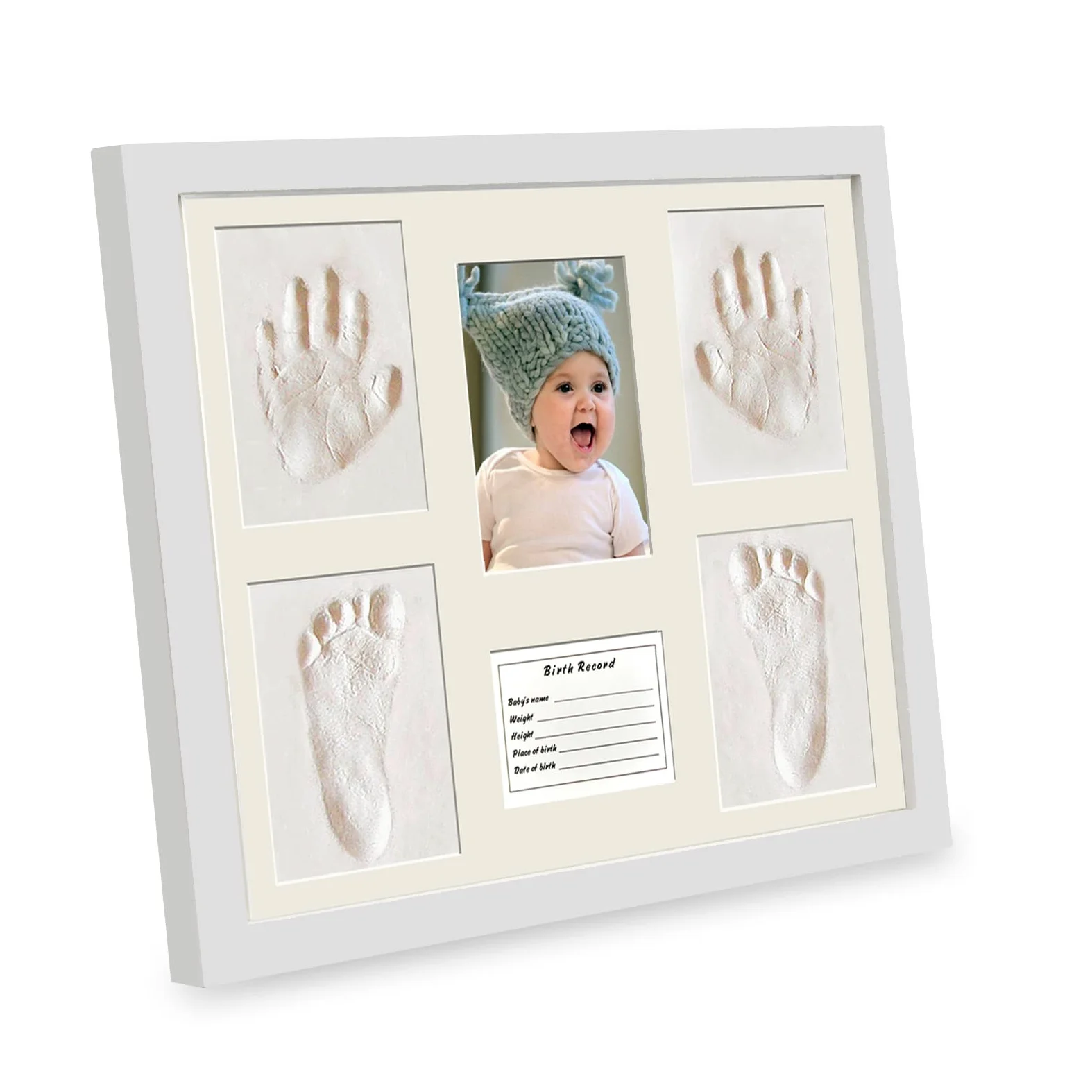 MICKYU Kit per impronte di mani e piedi del bambino | Accessori essenziali | Cornice per ricordi in legno massello, argilla asciutta all'aria aperta, regalo per neonati e baby shower