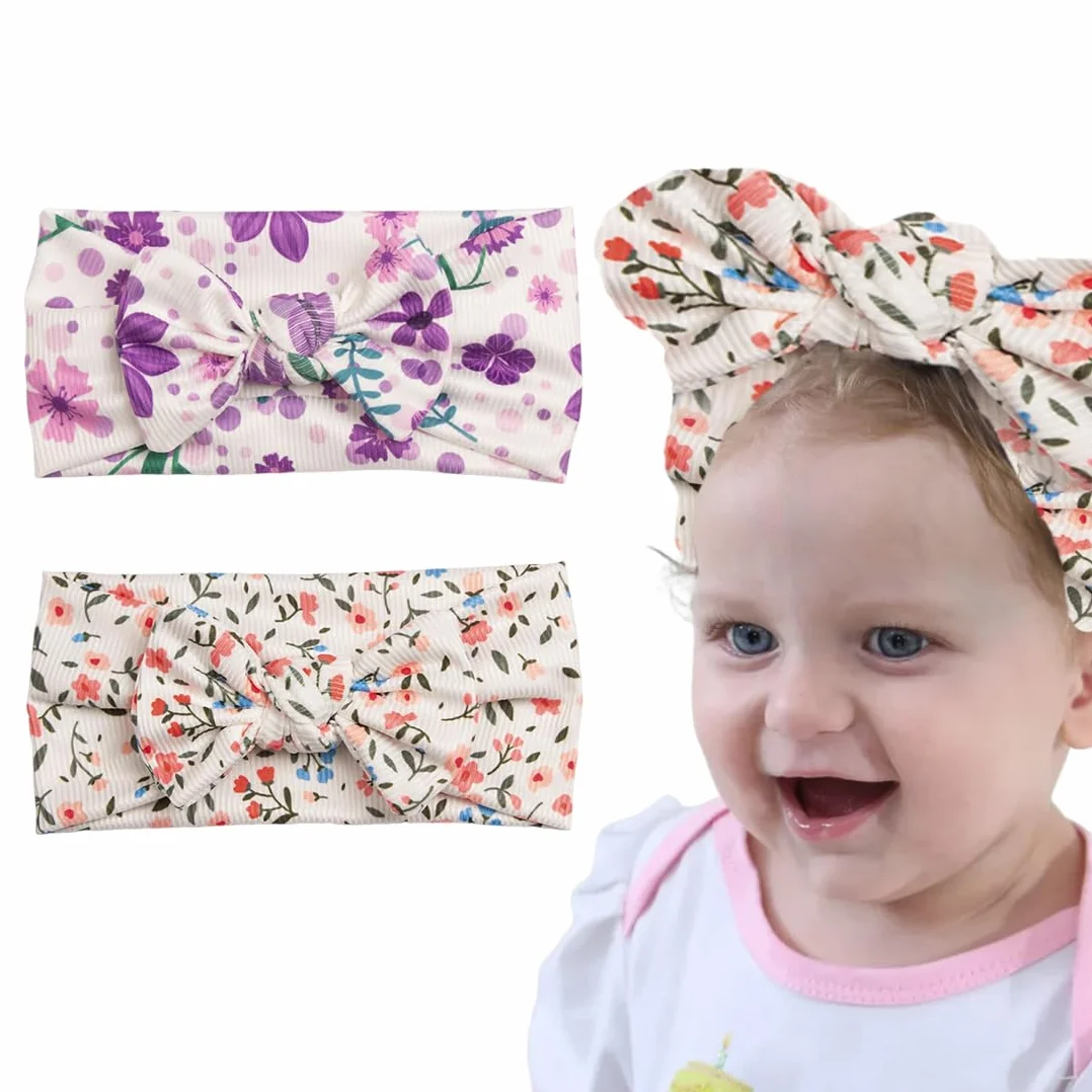 2 Pezzi fascia capelli neonata Fascia Capelli Bambina, Nylon Fasce Capelli Neonata Fiore Fascia Elastica per Capelli Accessori per Capelli per Nascita Bambina Femmina,fascia neonata capelli