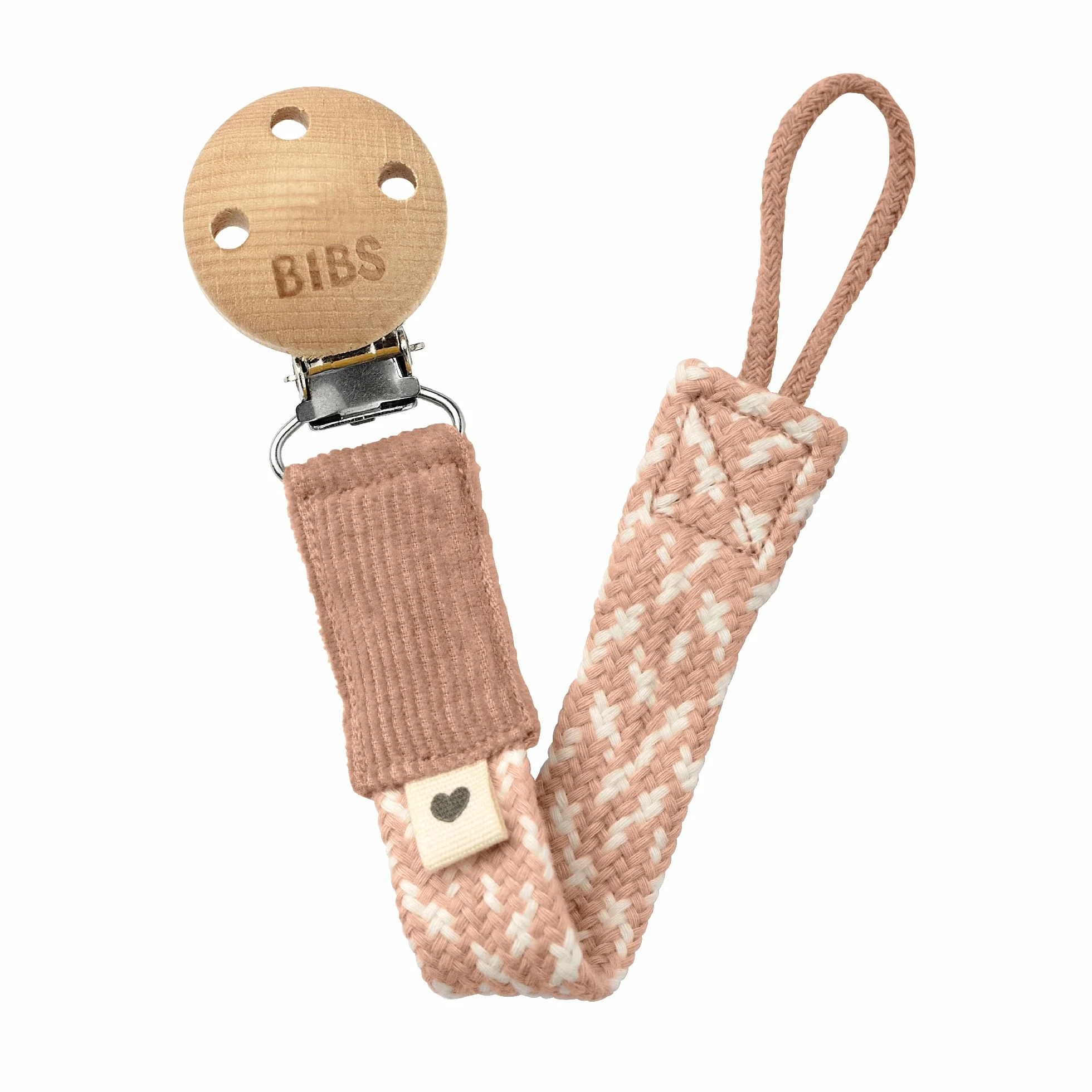 BIBS Paci Braid. Catenella per succhietto Cotone 100% biologico. Disegnato in Danimarca, Misura unica (0-36 mesi), Blush/Ivory