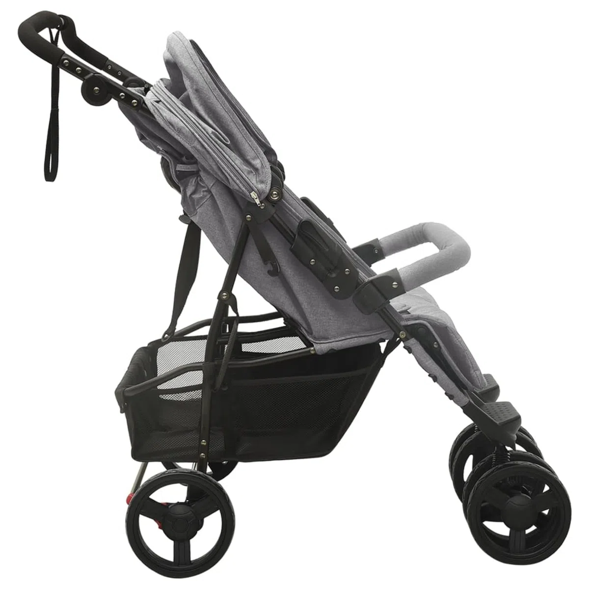 LAPOOH Passeggino Gemellare Grigio Chiaro in Acciaio,Bebè e Bimbi,Trasporto Bebè,Passeggini-10241