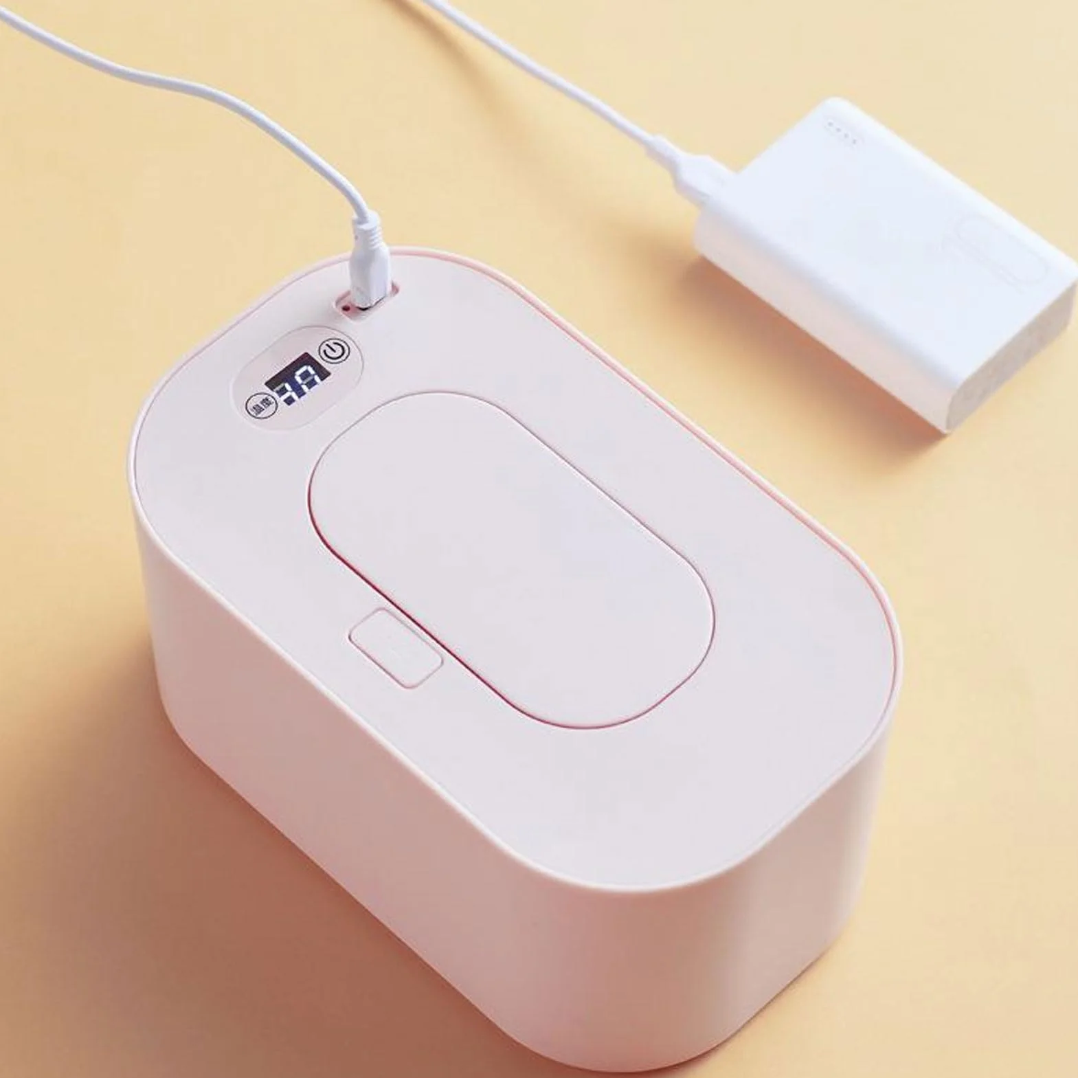 Riscaldatore per salviette umidificate per neonati, termostato scaldasalviette per neonati e dispenser di salviette umidificate per neonati Scaldasalviette per pannolini con (Pink)