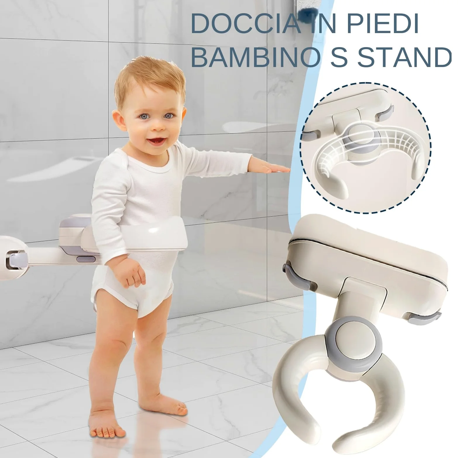 Supporto per Bagnetto del Neonato in Piedi Supporto Doccia Montato A Parete | di Sostegno Pieghevoli per Vasca da Bagno di Bambini Piccoli per Ragazzi Ragazze e