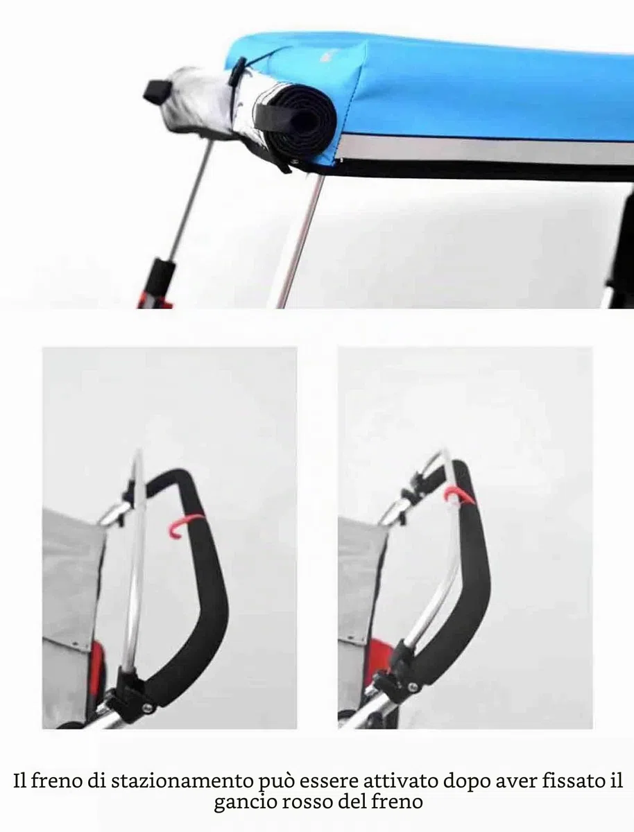 CAULO Rimorchio per Bicicletta Sedia a rotelle per Adulti Bicicletta Rimorchio Posteriore in Lega di Alluminio Assorbimento degli Urti Trattore Comodo Carrello Multifunzionale (Blue)
