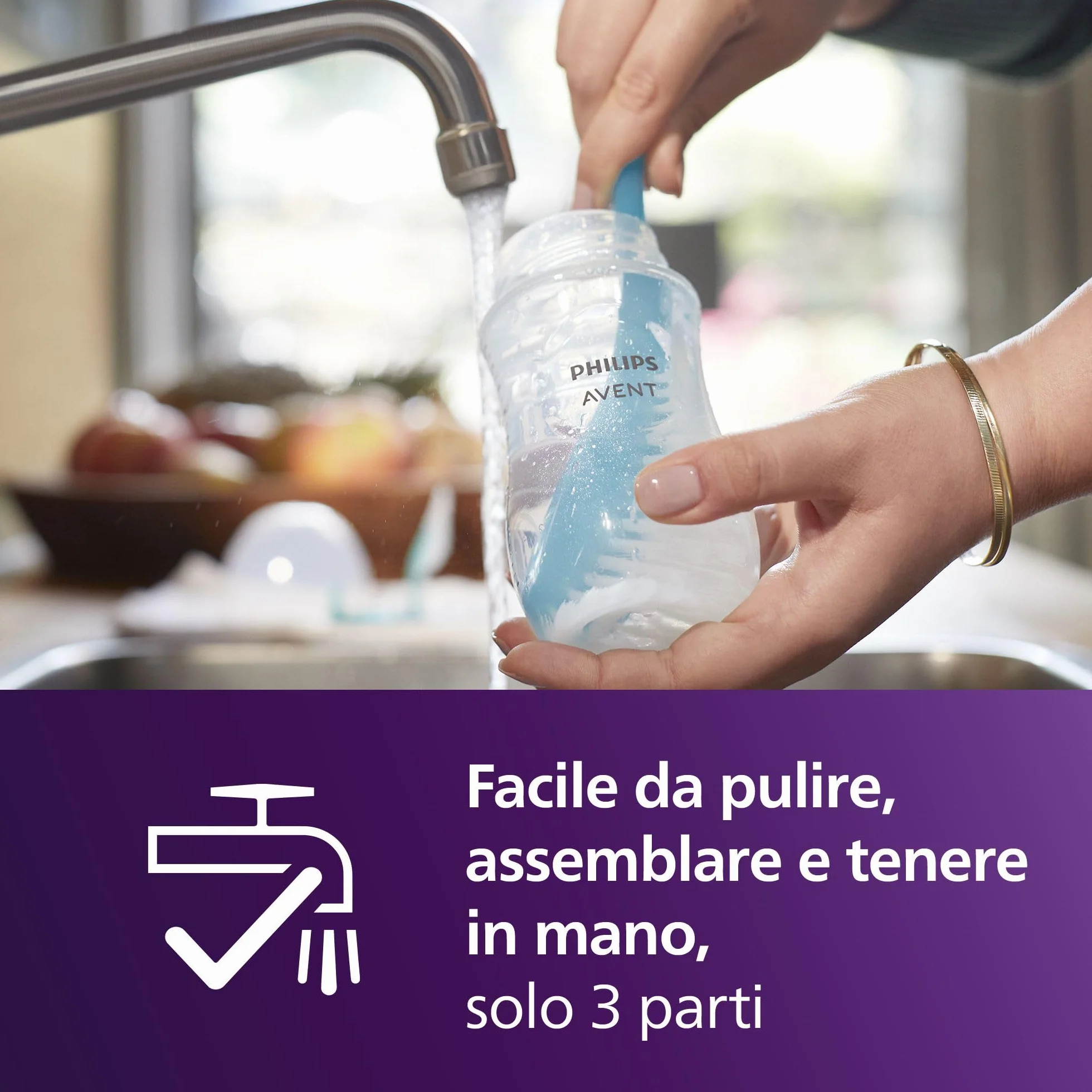 Philips Avent Natural Response Baby Bottle da 260°ml (9 oz) con tettarella a flusso medio (flusso 3), confezione da 3, con design tropicale, SCY903/73