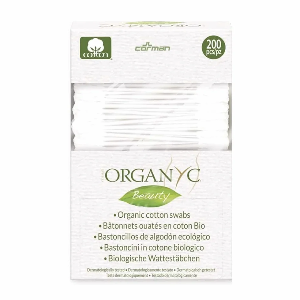 Organyc Bastoncini Cotton Fioc in Cotone Certificato 100% Biologico, Confezione Biodegradabile - 4 Pacchi da 200 Pezzi, Totale 800 Unità
