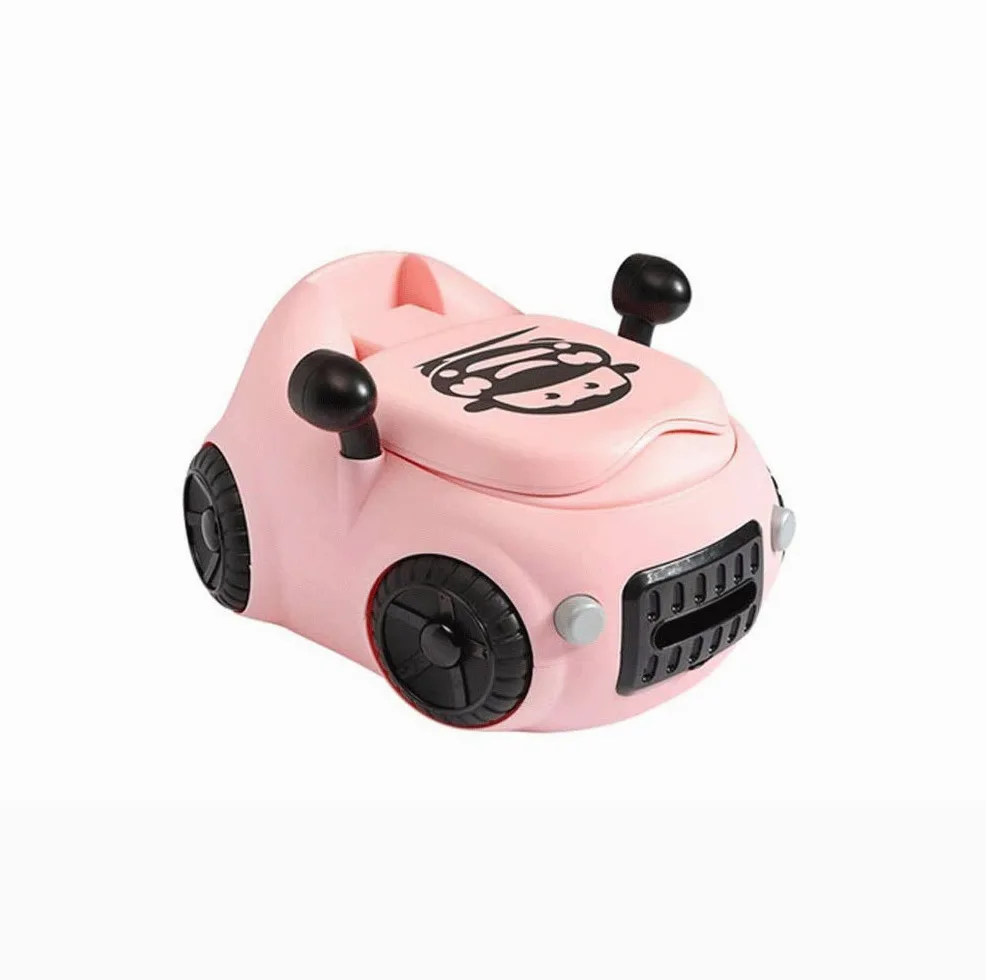 Carino vasino Toilette di Formazione con Motivo a Cartoni Animati, per Bambini Piccoli e Bambini, Base Anti-Skid, Facile Pulito e Vuoto Transition Style, Rosa (Color : Pink)