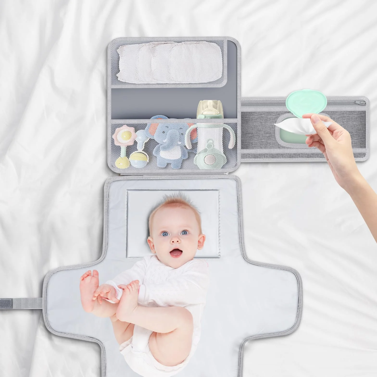 Romon Fasciatoio Portatile Neonato, Fasciatoio Portatile Pieghevole e impermeabile, Impermeabile di Alta Qualità, Ideale per Viaggi e Uso Quotidiano, Regalo Perfetto per Mamme e Neonati, 0-3M