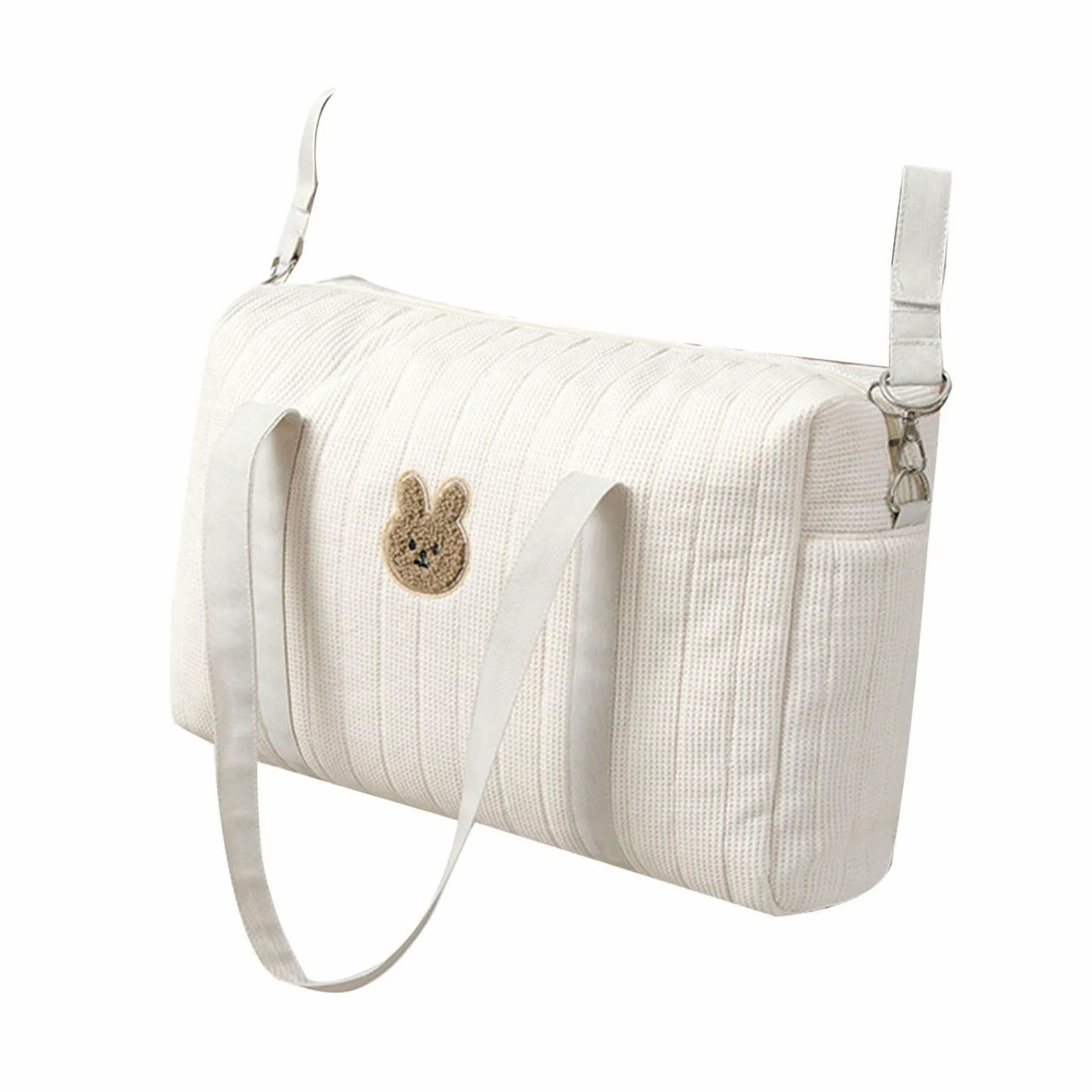Borsa per pannolini per bambini di grande capacità, con design raffinato ricamato, accessorio da viaggio per bambini