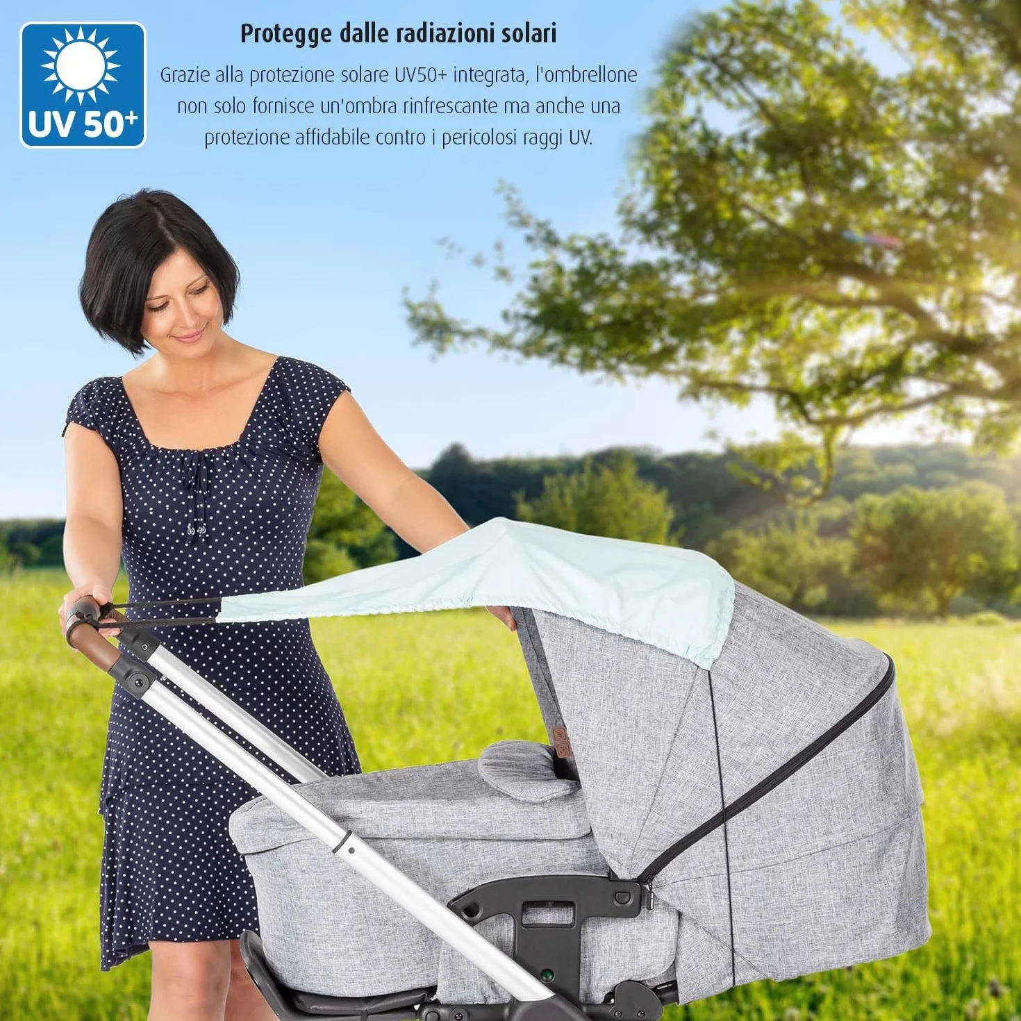 reer ShineSafe - Parasole per passeggino, protezione solare, per molti modelli, colore: verde menta