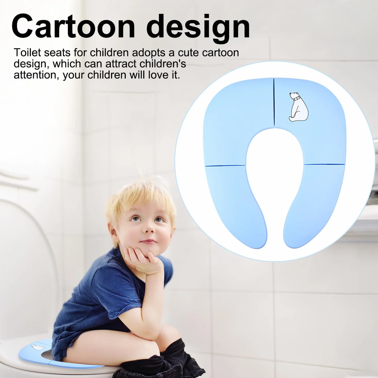 Riduttore Water Bambini Pieghevole, Riduttore Water WC da Viaggio per Bambini, Sedile WC Pieghevole per Bambini, Vasino Portatile da Viaggio, Riduttore Toilette Sedile Bambini