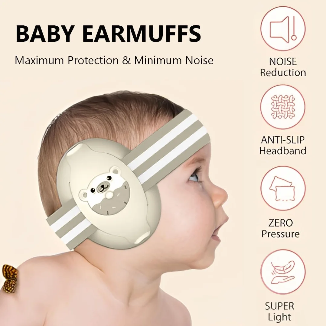 NHQZ Cuffie Neonato Antirumore, Cuffie Antirumore Neonato, Protettori acustici per neonati Superiore Ideale per il Sonno, Viaggi, Feste