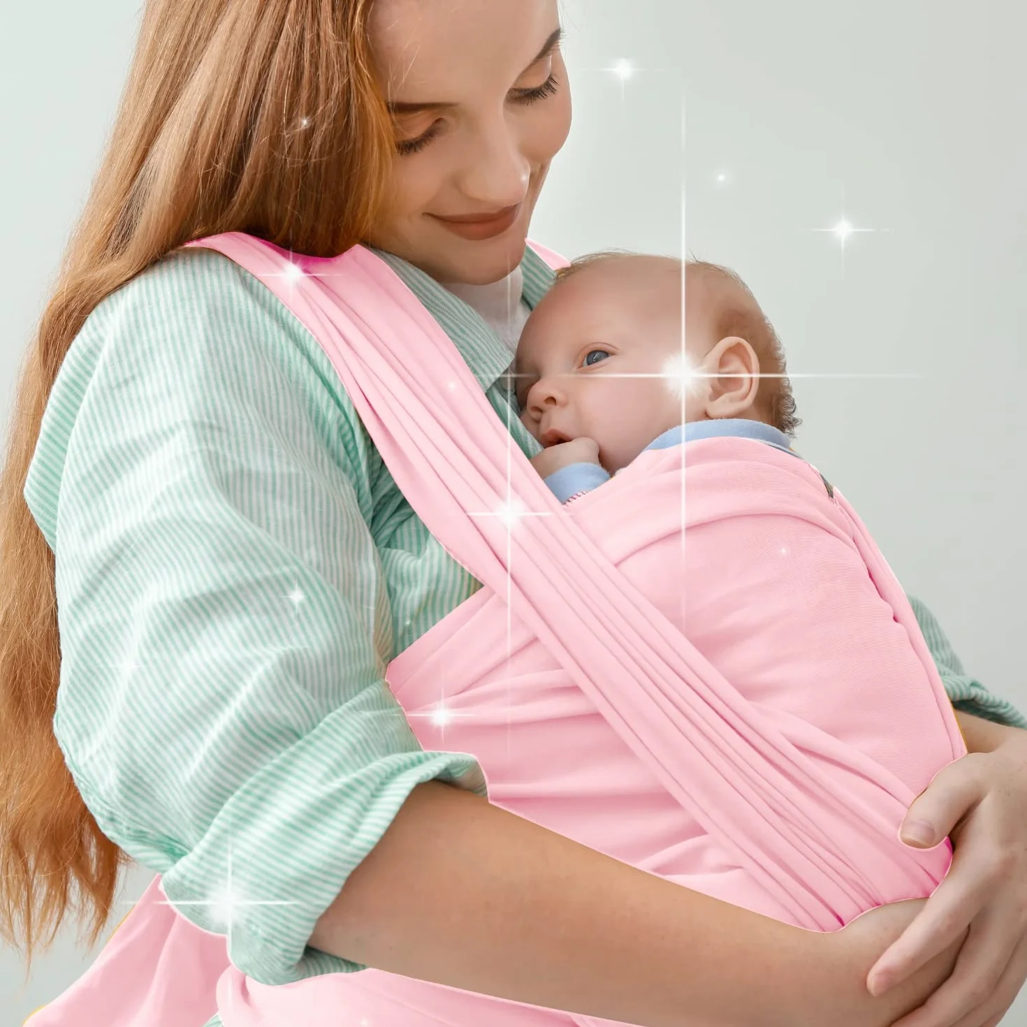 Fascia Neonato (100% Made In Italy) Con 2 BAVAGLINI INCLUSI, Fascia Porta Bebe In Cotone Organico, Fascia Neonato Porta Bebe In Tessuto Morbido, Leggero, Traspirante, Adatta Fino A 15 Kg