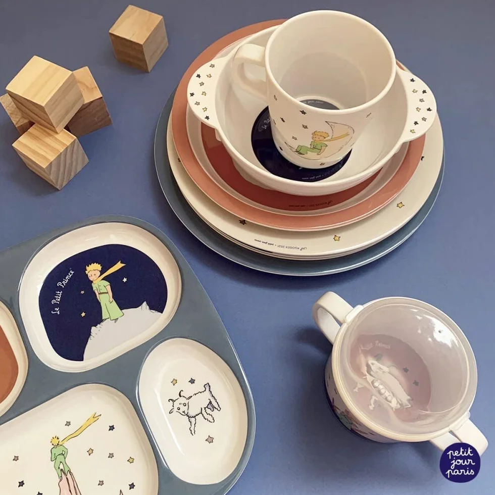VASSOIO A 4 comparti - LE PETIT PRINCE - Melamine - Senza BPA - Lavabile in lavastoviglie - 6 M+ - 24 x 21 -