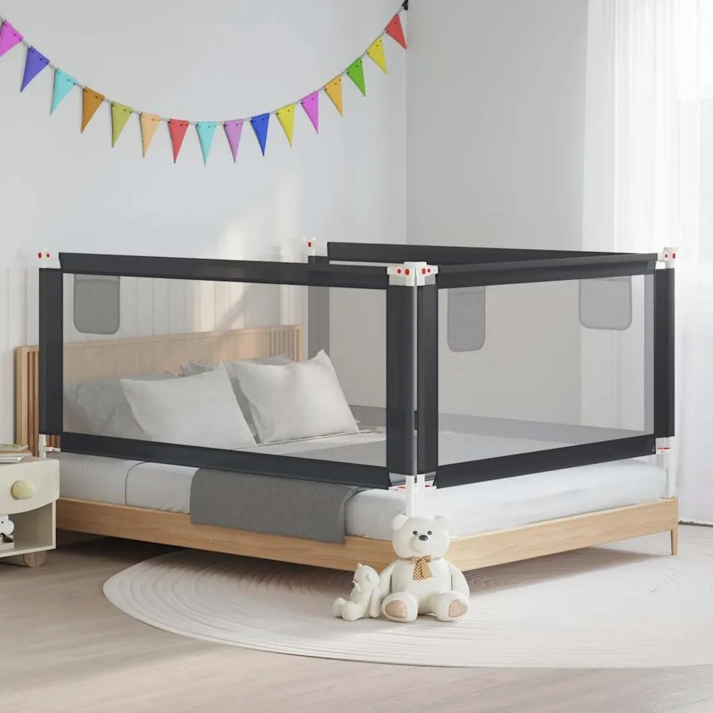Sponda di protezione per letto per bambini, 190 cm, protezione anticaduta per lettino, regolabile in altezza, grigio scuro, sponda pieghevole per materassi