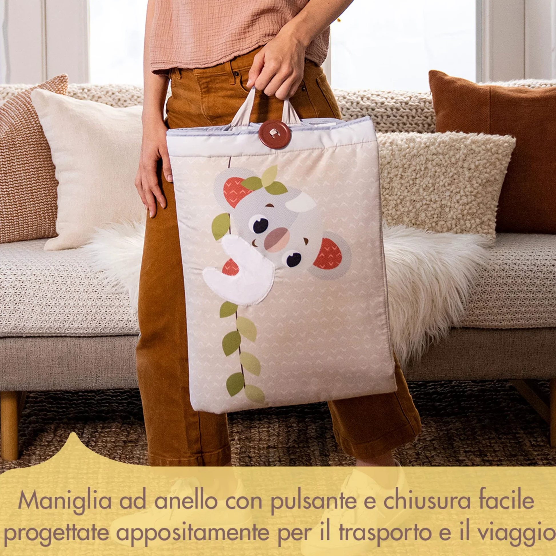 Tiny Love Super Mat Tappeto Sensoriale Bambini XL (150x100 cm), 0+, 6 Attività, Specchio, Sonaglino, Gioco Frusciante, 12 Carte Traguardo, Boho Chic