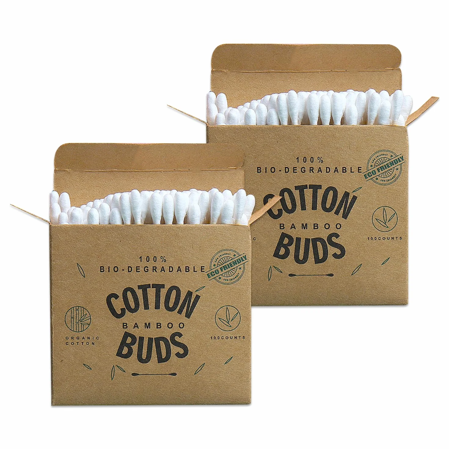 2 scatole di 200 bastoncini di cotone di bambù, senza plastica, portatile, biodegradabile, ecologico e rinnovabile.