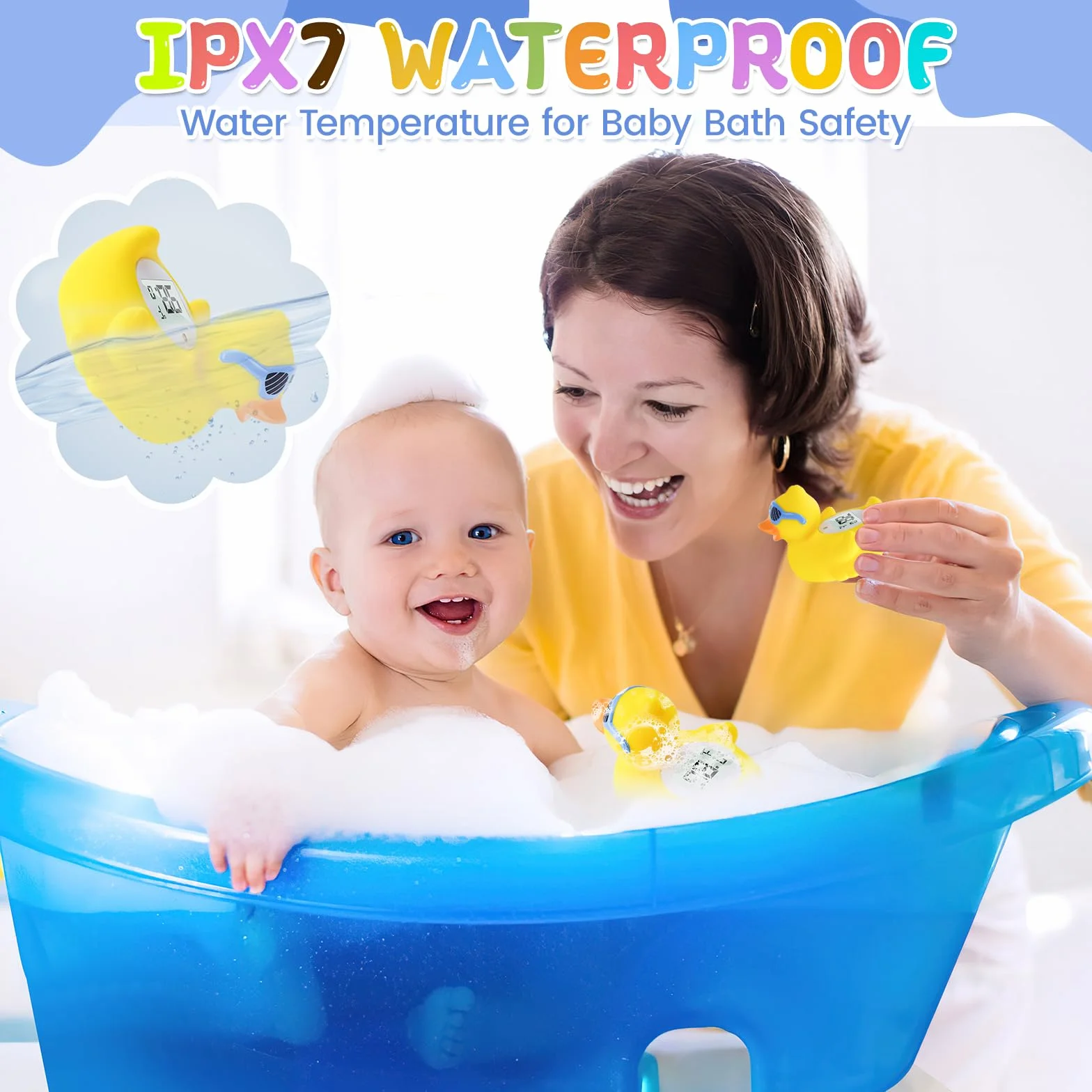Termometro da Bagno per Bambini, Convertibile tra ℉ e ℃, Termometro di Sicurezza per Neonati e per la Temperatura della Stanza, Giocattolo Galleggiante Sicuro per Vasca da Bagno (Anatra)