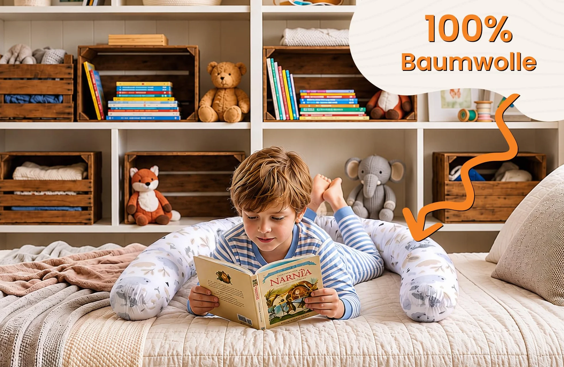 Totsy Baby Cuscino XXL a forma di serpente per letto, cuscino da allattamento, cuscino decorativo, protezione per il bordo del letto, paracolpi XL Punti bianchi su grigio 200 cm Certificato Oeko-Tex
