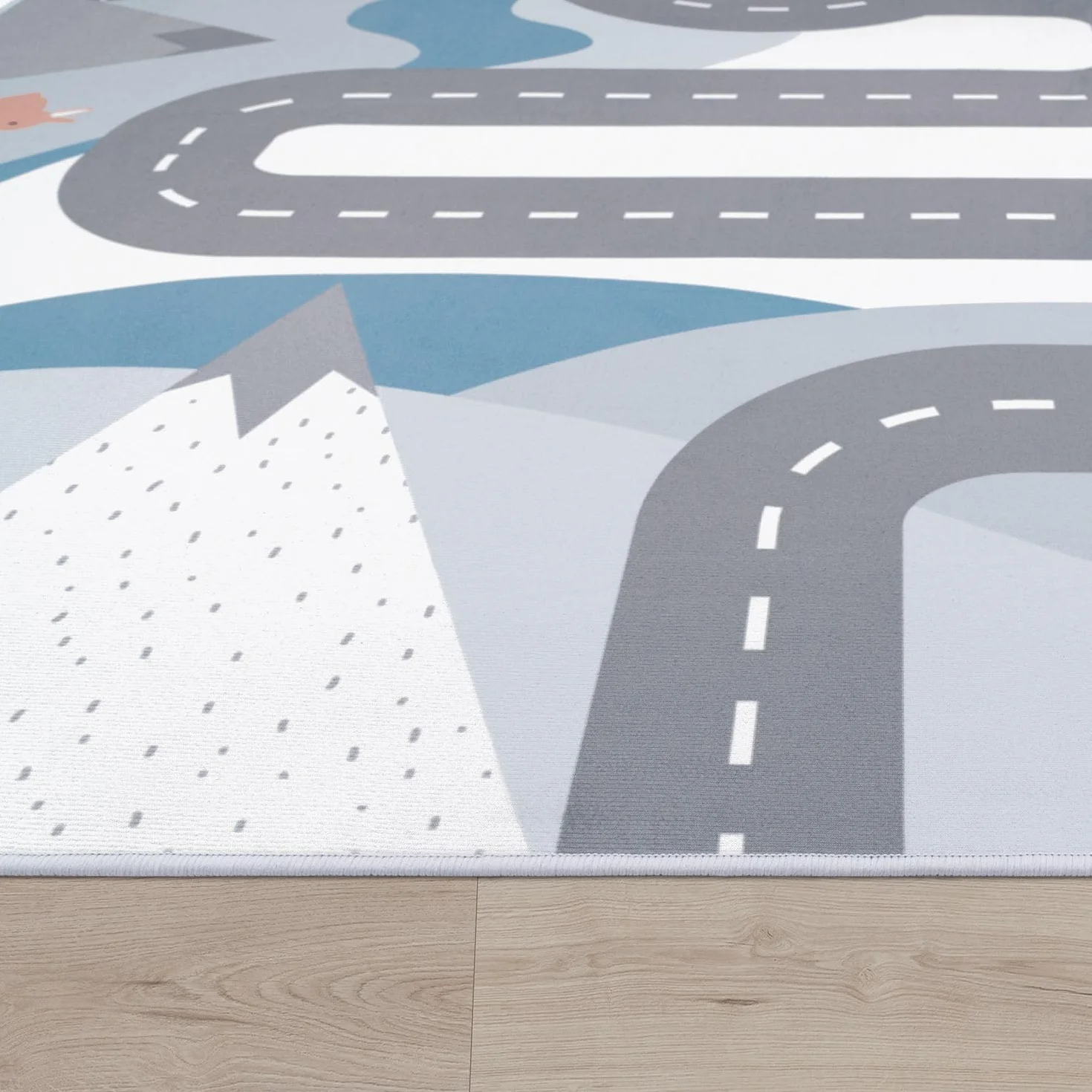 TT Home Tappeto Stanza Bambini Auto Bambini Strada Antiscivolo Moderno, Colore: Crema, Dimensione:80x150 cm