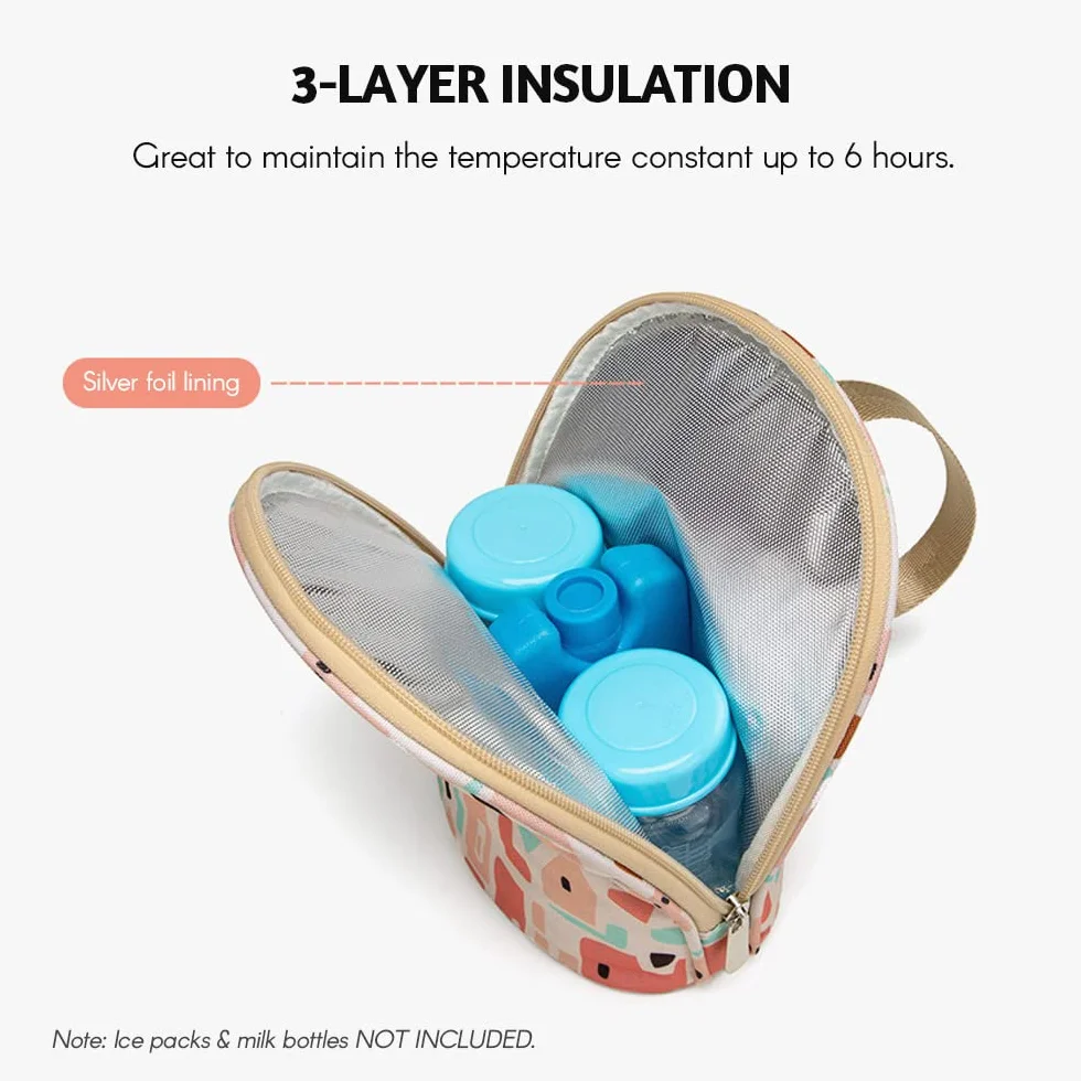 Borsa termica per latte materno Borsa termica per biberon Borsa da viaggio impermeabile per biberon Borsa da viaggio multifunzione per allattamento isolamento a 3 strati Si fissa facilmente