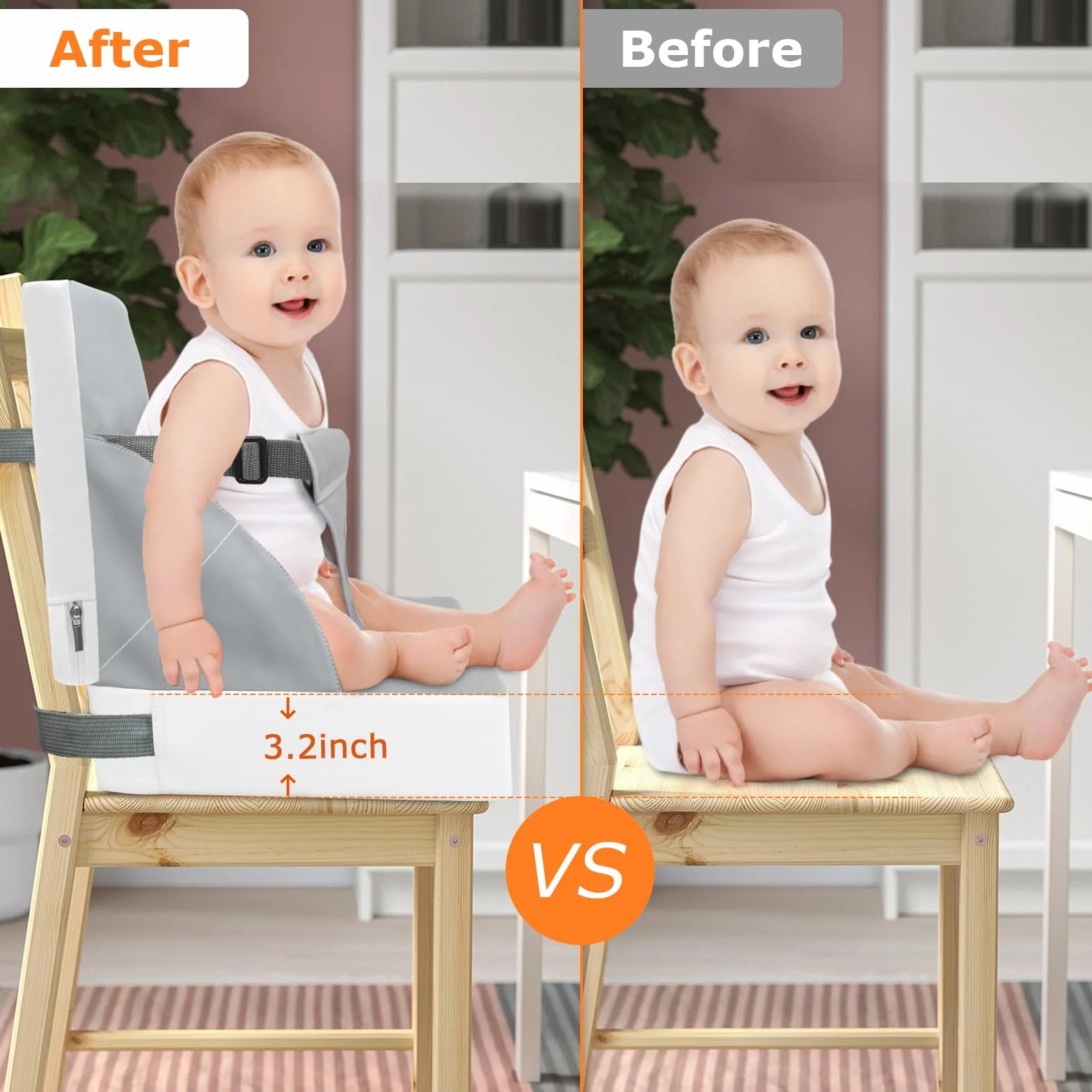 Sitzerhöhung Rialzo da Sedia per Bambini, 3-punto Cintura Cuscino di Seat Bambini Baby PU Impermeabile Sedia Portatile di Seat Elevation Con Cinture Cuscino di Seat