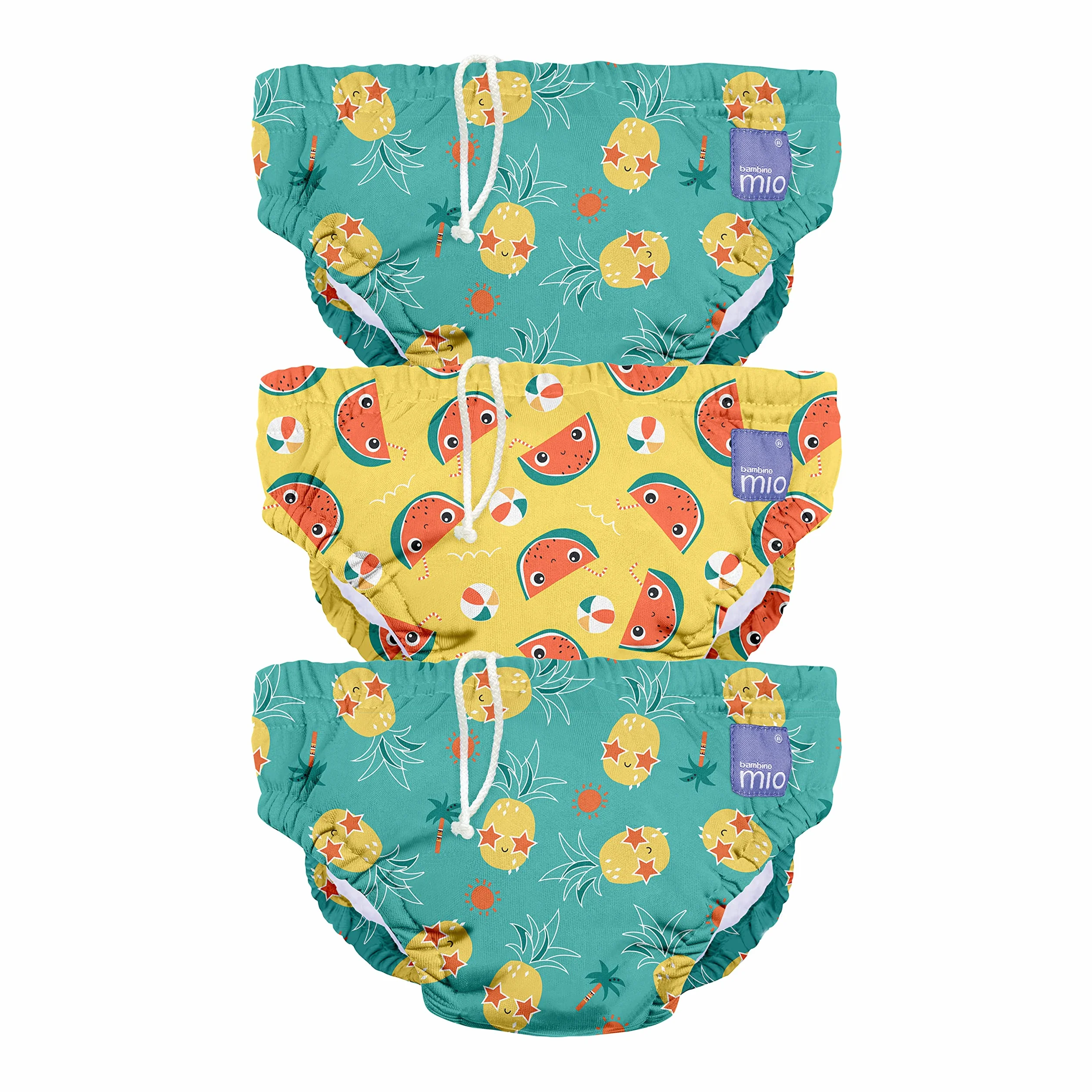 Bambino Mio, Costumino Contenitivo, A Prova di Perdite, Stiloso e Leggero, Tropicale, Confezione da 3, Piccolo (0-6 Mesi)
