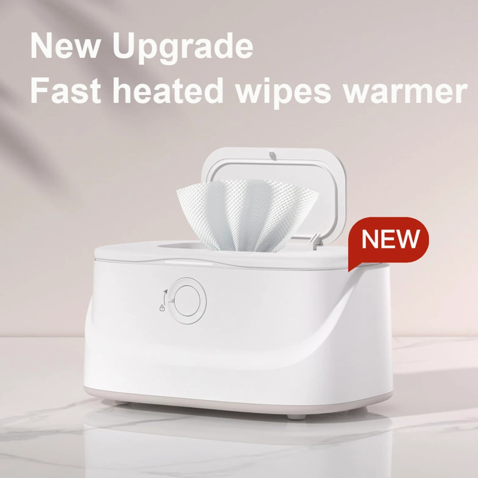 Scaldasalviette per Neonati di Grande capacità 3 Livelli di Temperatura 3 luminosità Luce Notturna Riscaldamento Superiore Scaldapannolini per Neonati, Bianco Senza BPA