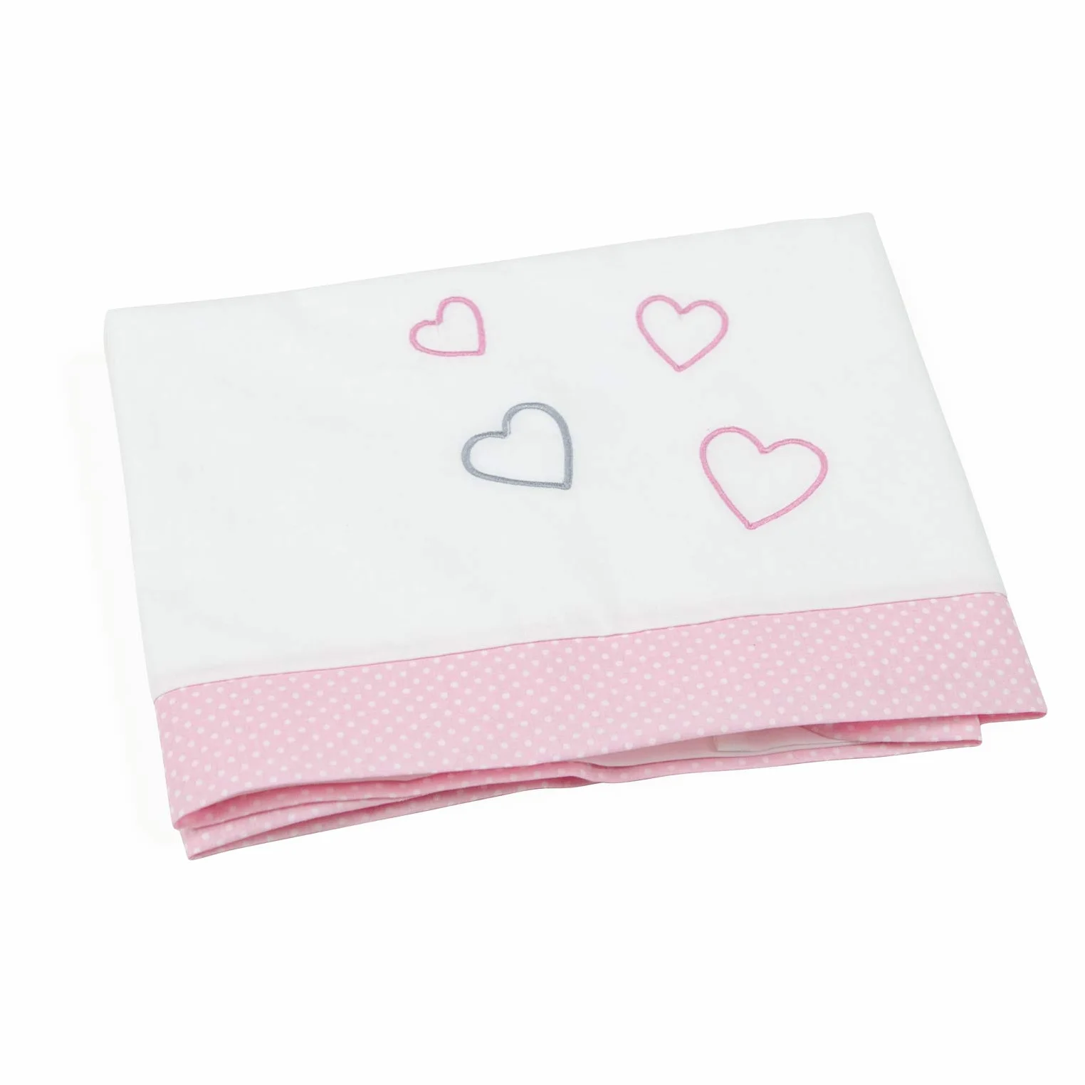 Babysanity-Lenzuolini 3 pezzi ricamati produzione propria Made in Italy (Love rosa)