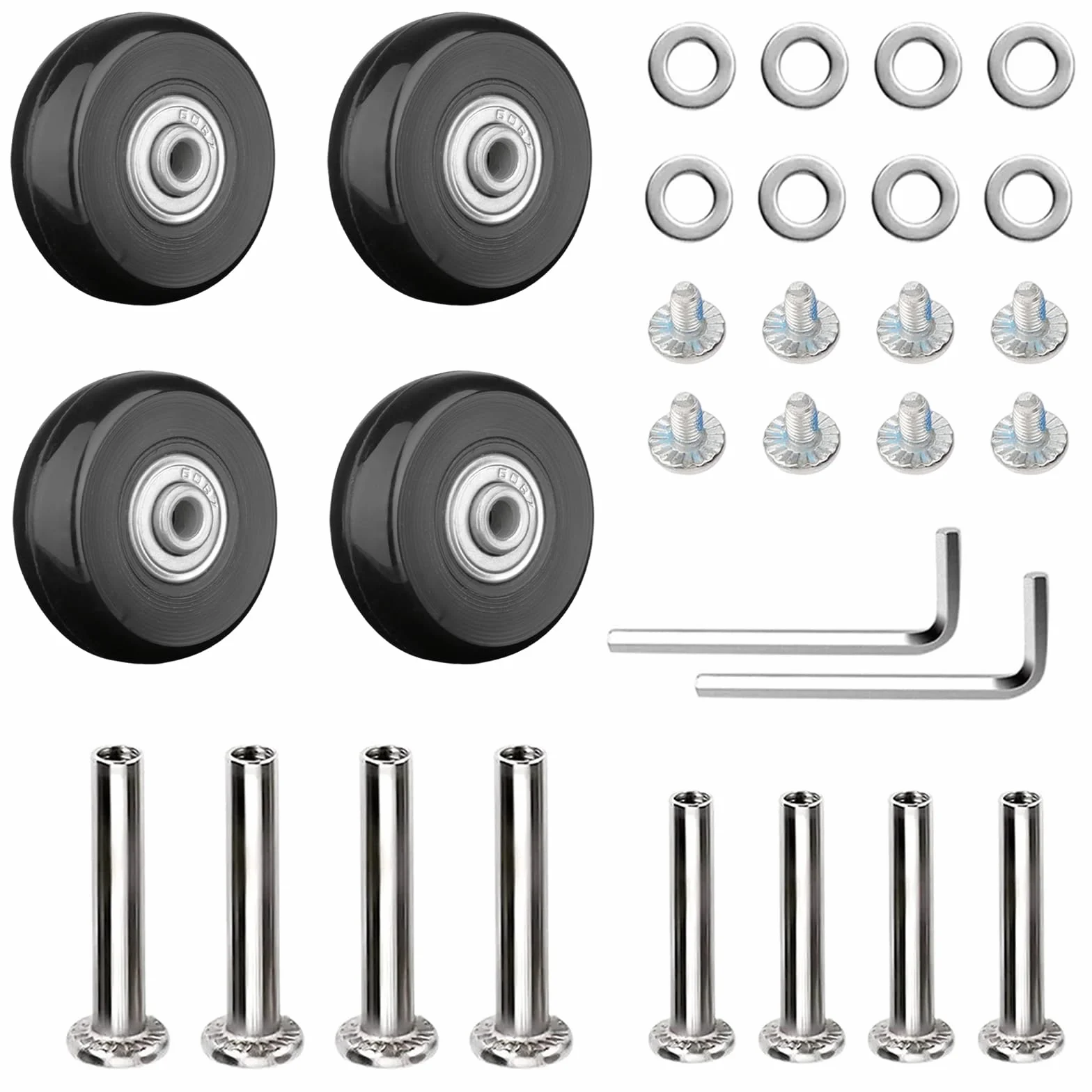 4 Pezzi Ruote Trolley Ricambio 50mm x 18mm Ruote Valigia Ricambio Ruote per Valigia con Parti di Ricambio Dell'Albero in Metallo Adatto per Boxie Carrelli a Mano Passeggini (Nero)