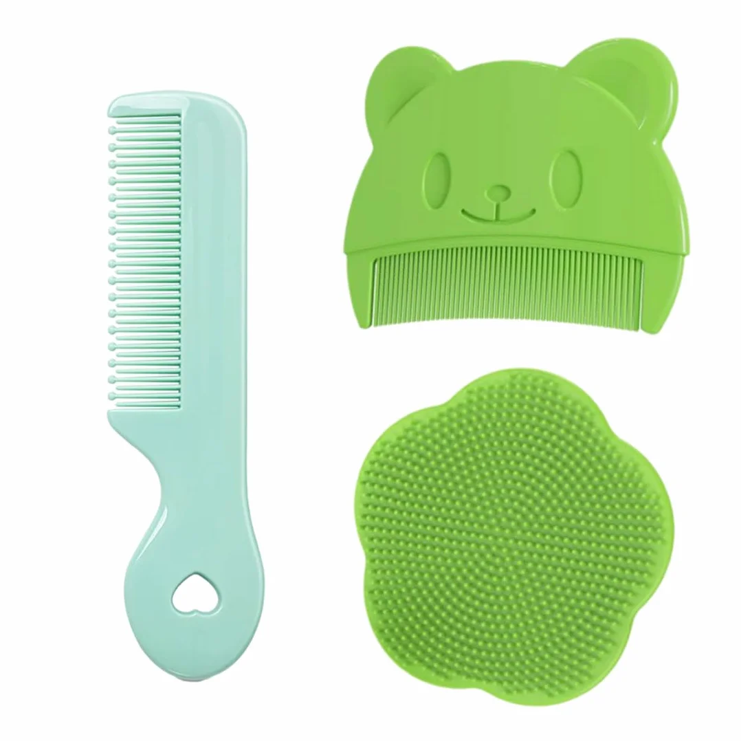 Spazzola da Bagno 3 Pezzi Pettine Neonato - Pettine Crosta Lattea in Silicone per Massaggio Cuoio Capelluto, Spazzola per Bambini (B)