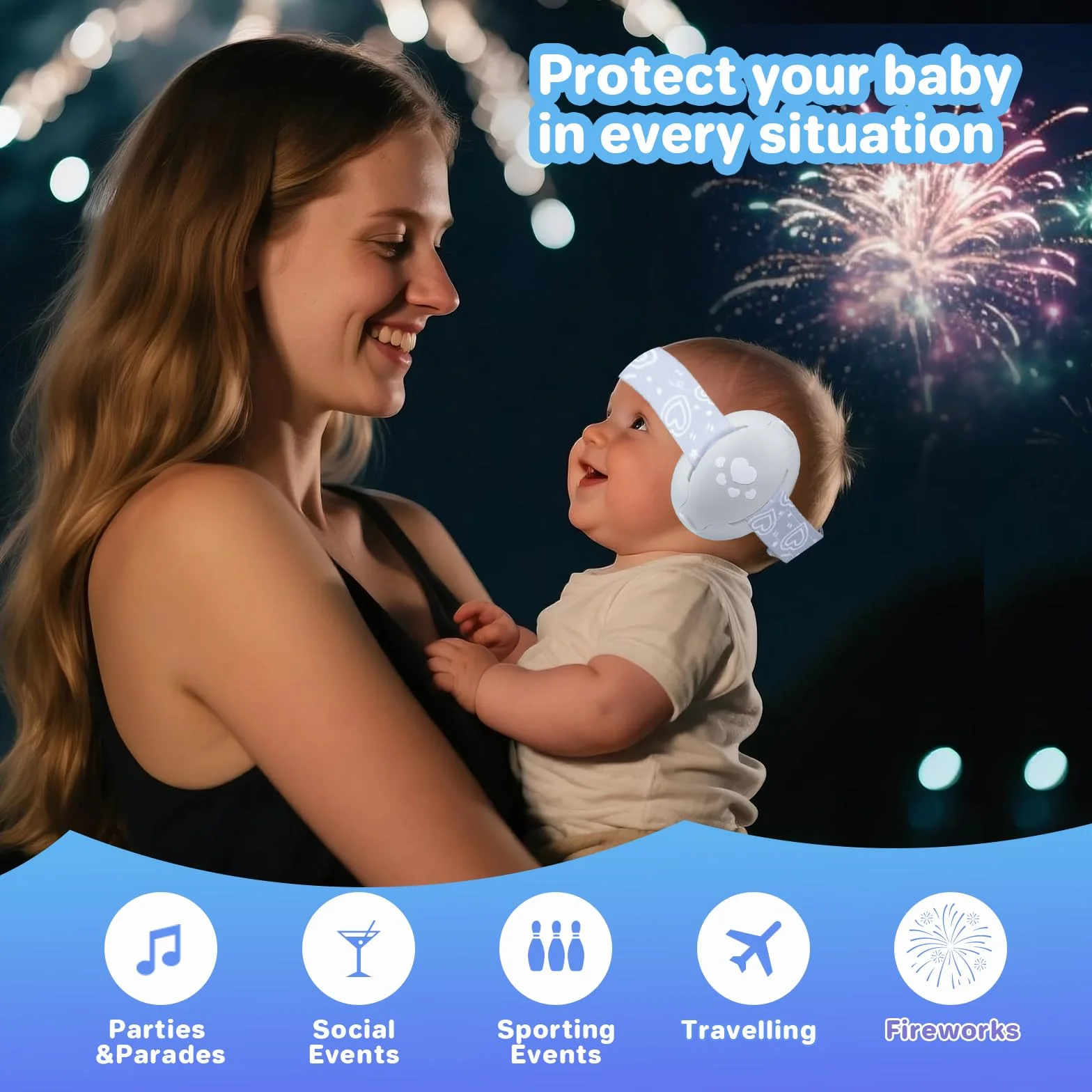 YANKUIRUI Cuffie Antirumore per Bambini con Riduzione del Rumore, Protezione Acustica Professionale per Bambini da 0 a 36 Mesi, Riduce i Danni All'udito e Migliora il Sonno