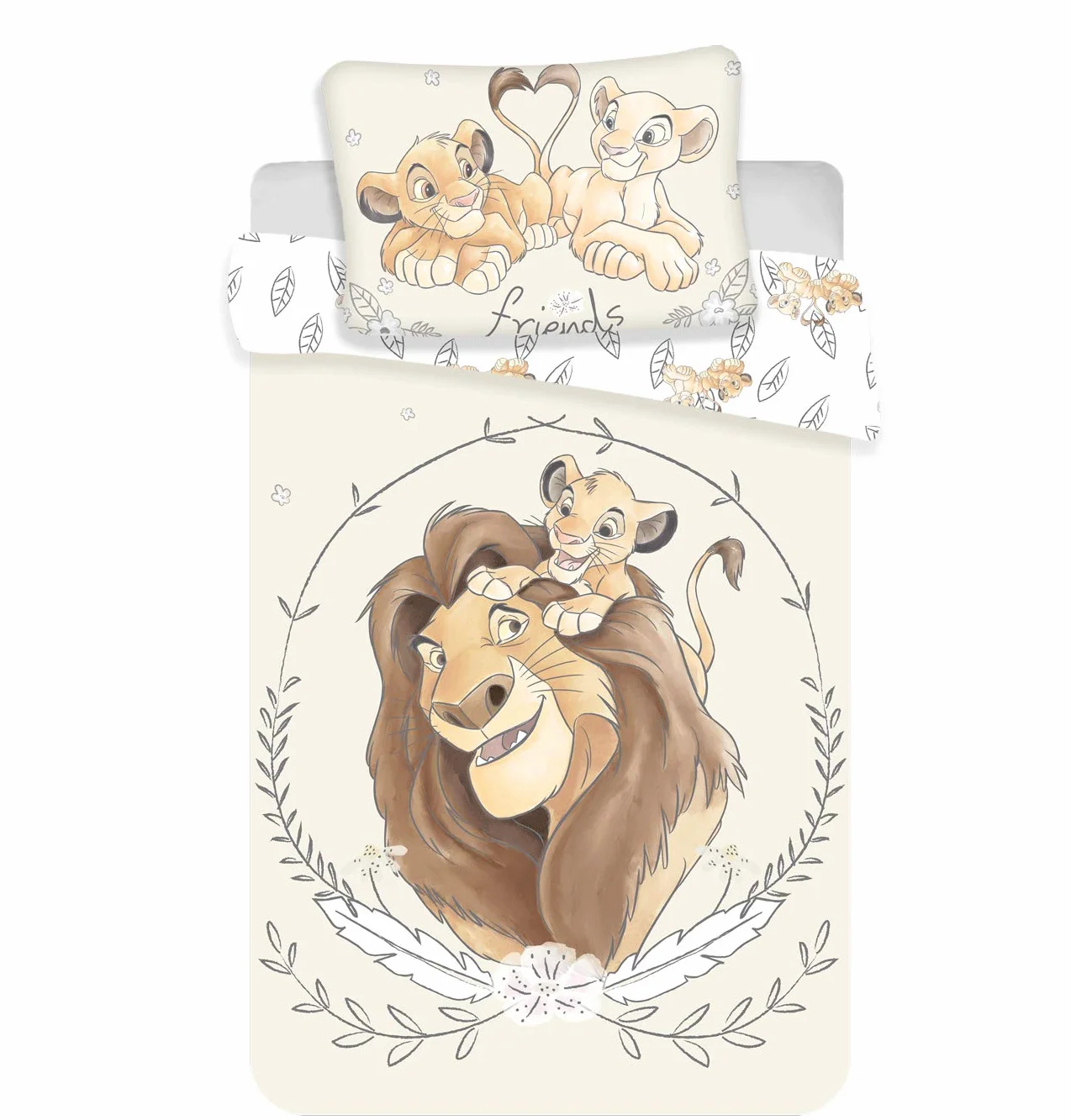Disney, Il Re Leone, Simba e Mufasa, set di biancheria per lettino, copripiumino e federa, 100% cotone, 100 x 135 cm