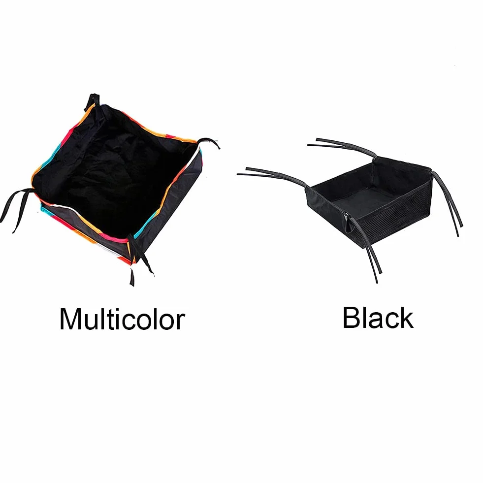 Cestino inferiore per passeggino per bambini, borsa portaoggetti con corde in tessuto Oxford universale di grande capacità per accessori (nero)(nero)
