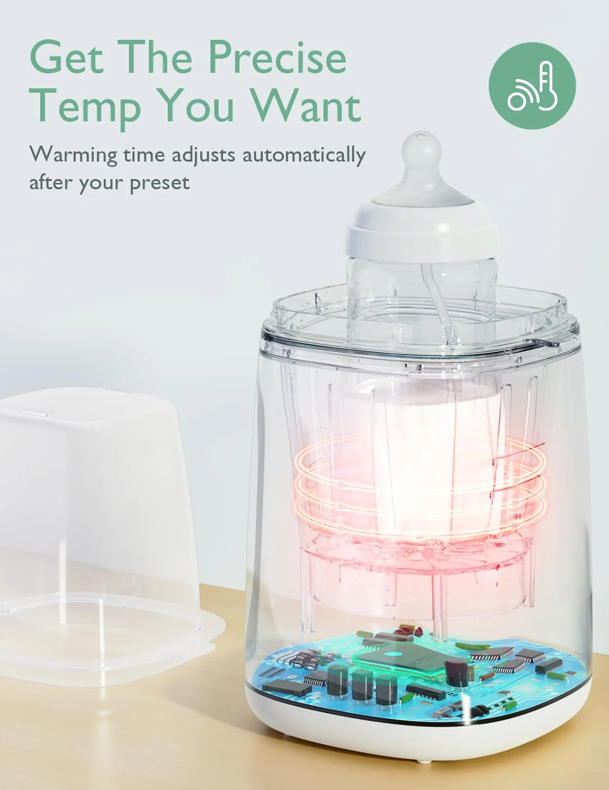 Momcozy Scaldabiberon, Scaldalatte Veloce per Neonati con Controllo Accurato della Temperatura e Spegnimento Automatico, Scaldabiberon Multifunzione per Latte Materno
