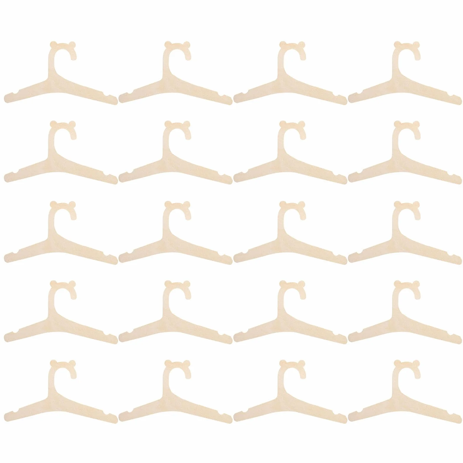 Grucce per Bambini 20 Pezzi, Appendiabiti in Legno a Forma di Orsetto con Design a Scanalature per Decorare e Appendere i Vestiti (12,1 x 22,8 cm)